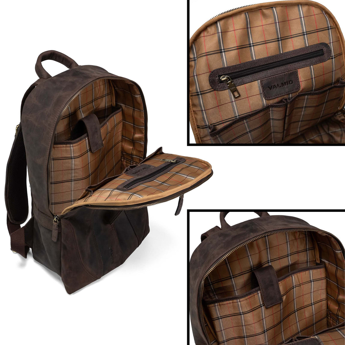 Valmio Gale Leather Backpack Brown