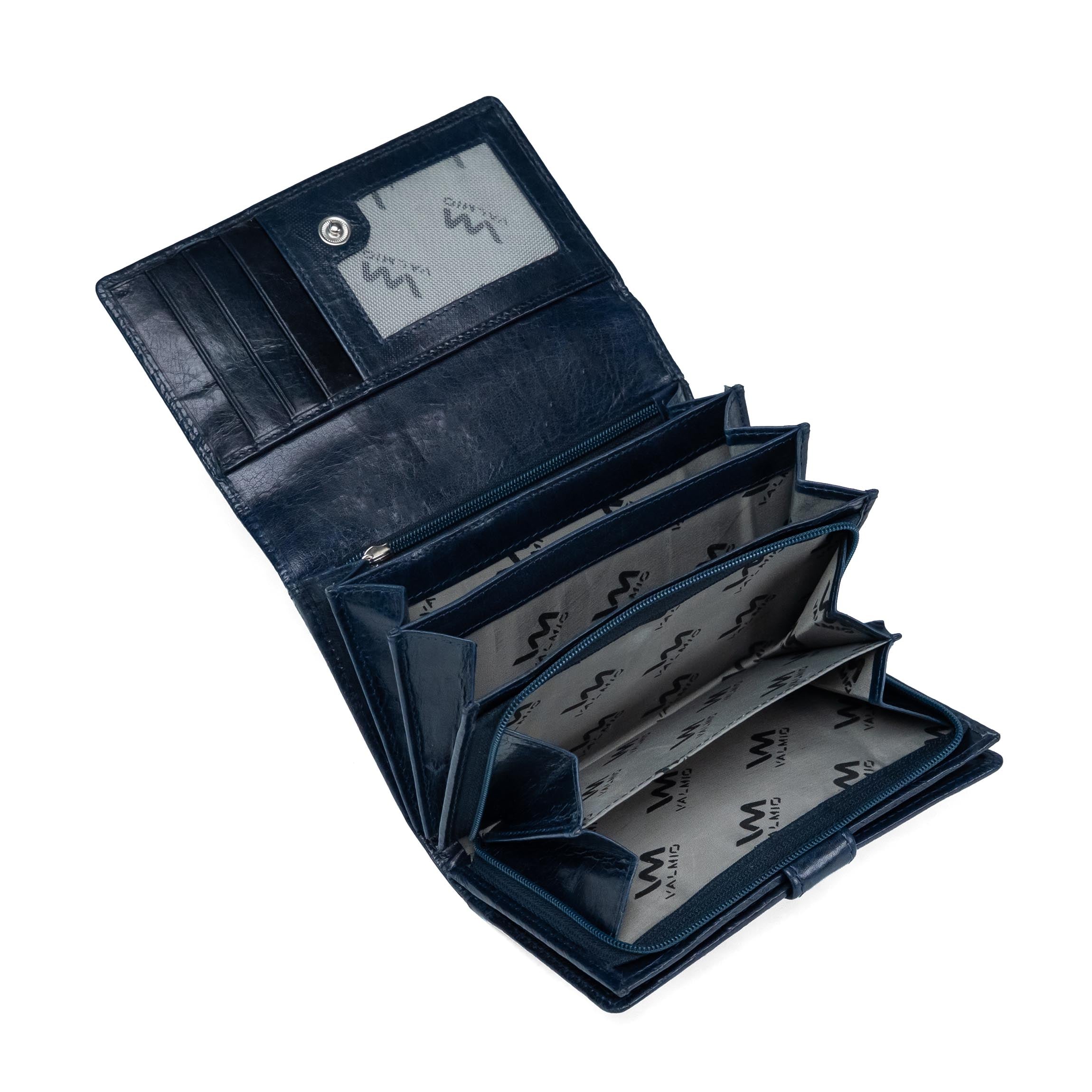 Women's Leather Wallet Valmio Nyos 2430 Dark Blue