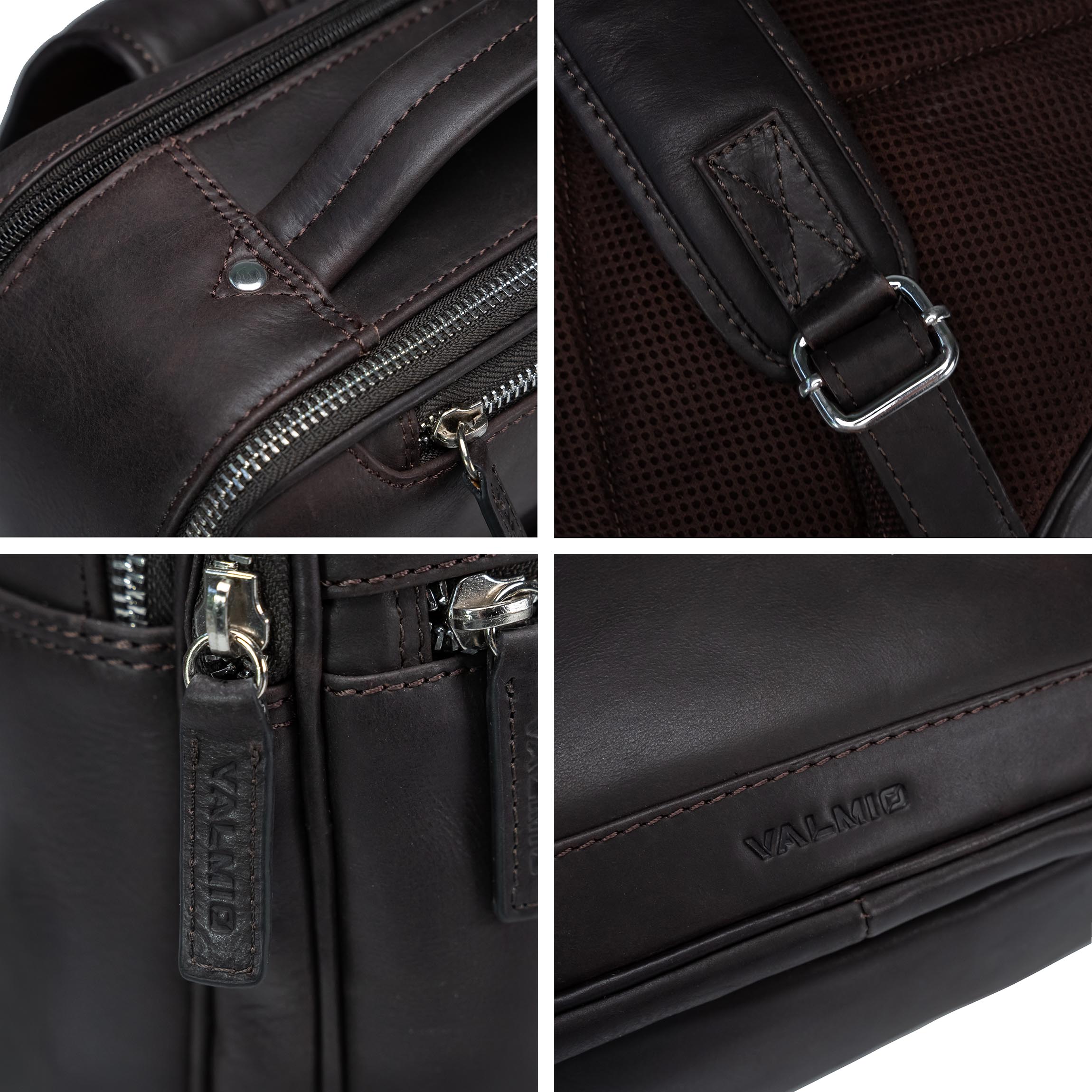 Valmio Byron Leather Backpack Dark Brown