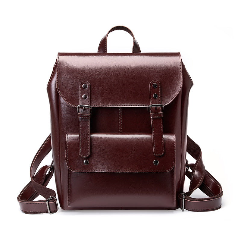 Valmio Delora Leather Women's Backpack - Dark Brown