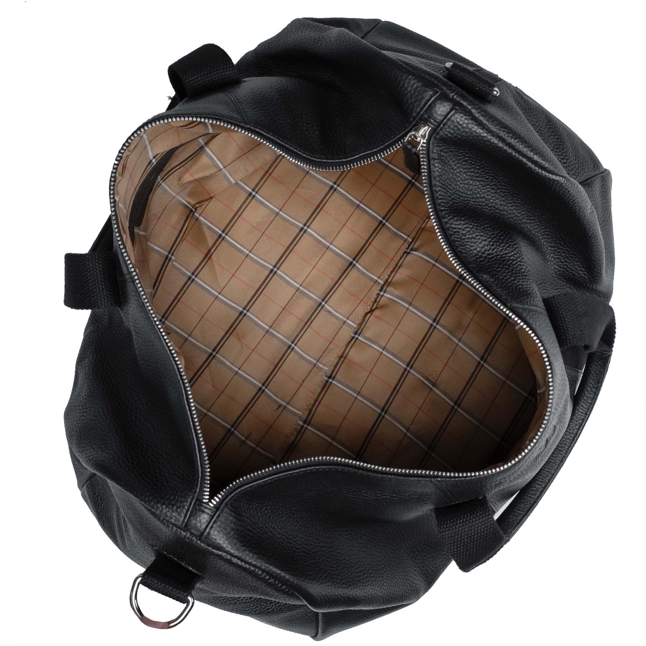 Valmio Comes Leather Travel Bag Black
