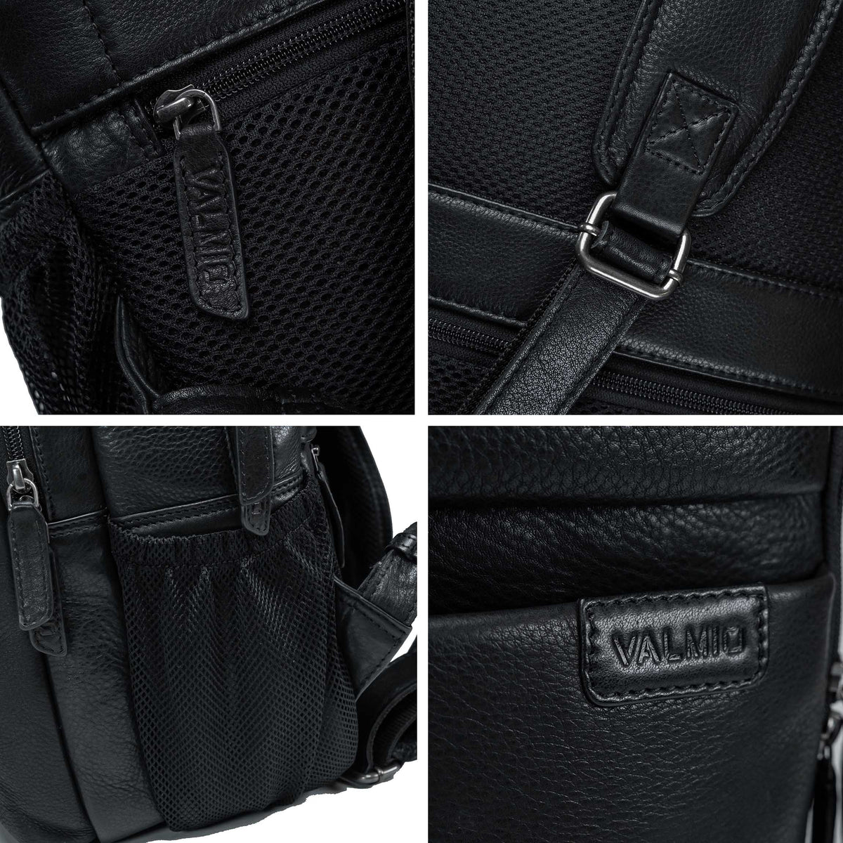 Valmio Lands Leather Backpack - Black
