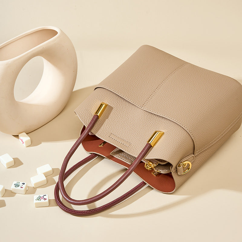 Valmio Karina Leder Damen Tasche - Beige