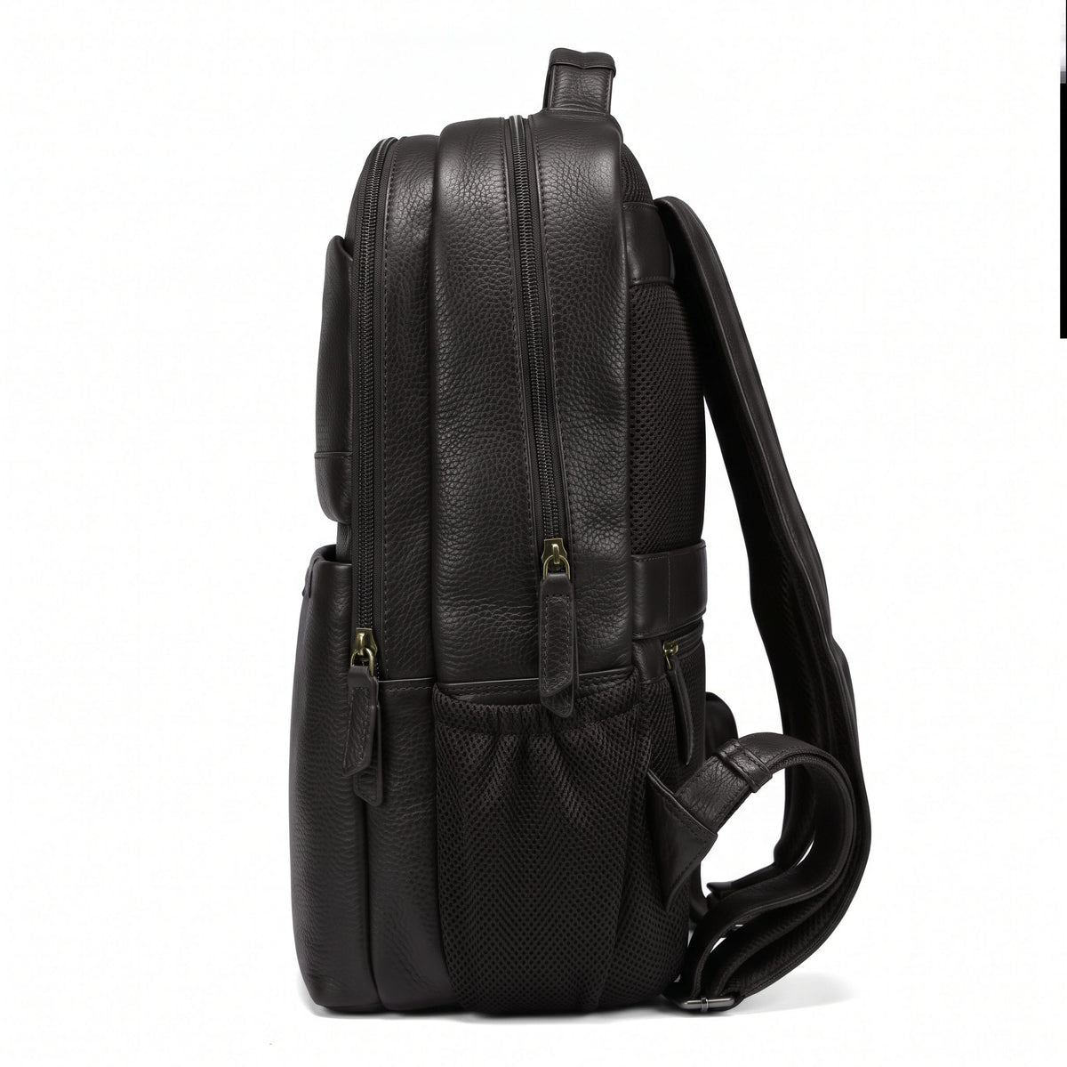 Brown full-grain leather backpack, Valmio Lands model