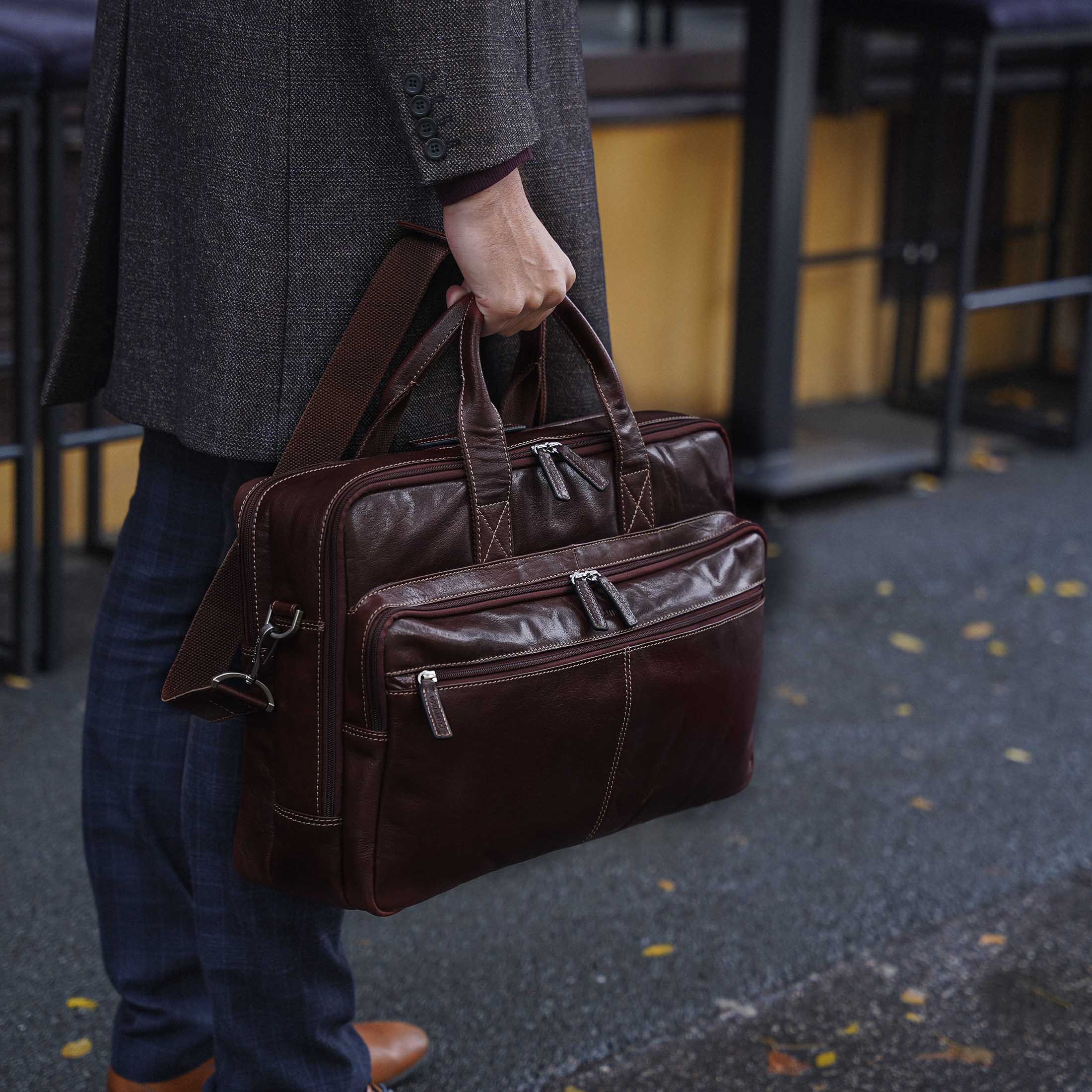 Valmio Vigo Genuine Leather Bag Brown