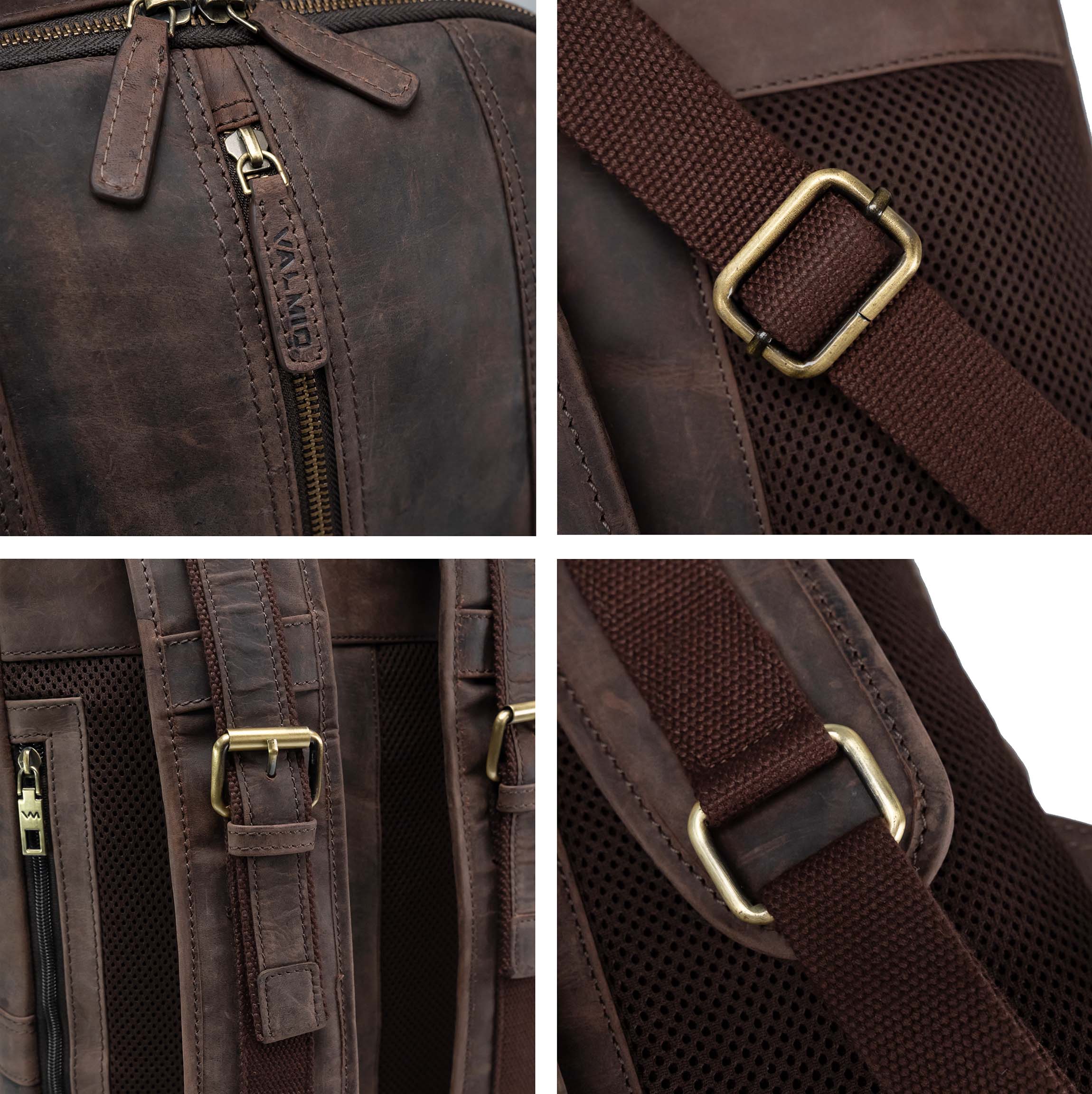 Valmio Gale Leather Backpack Brown