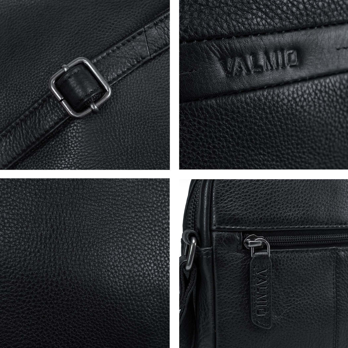 Valmio Lino Leather Shoulder Bag - Black