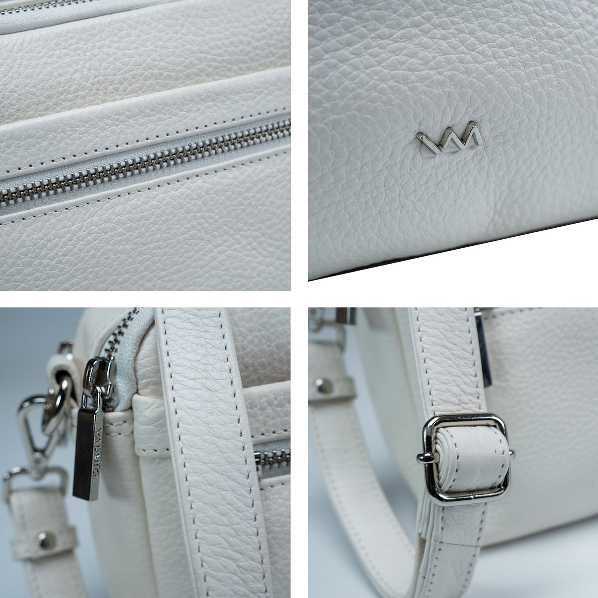 Valmio Fide Women's Leather Crossbody Bag - White