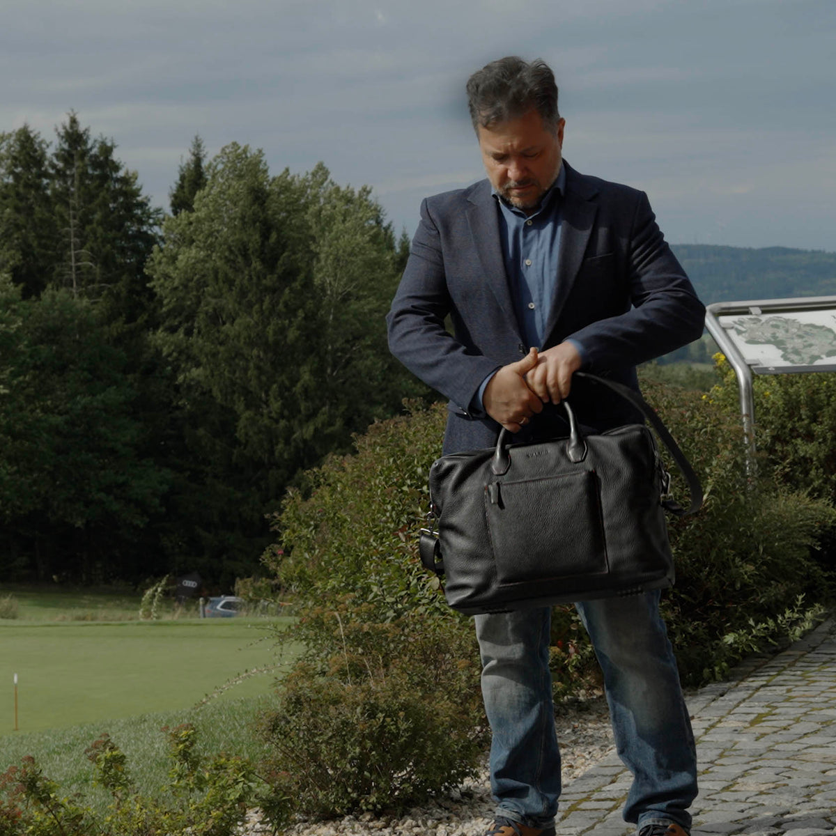 Leather Travel Bag Valmio Stark Black – photo 12