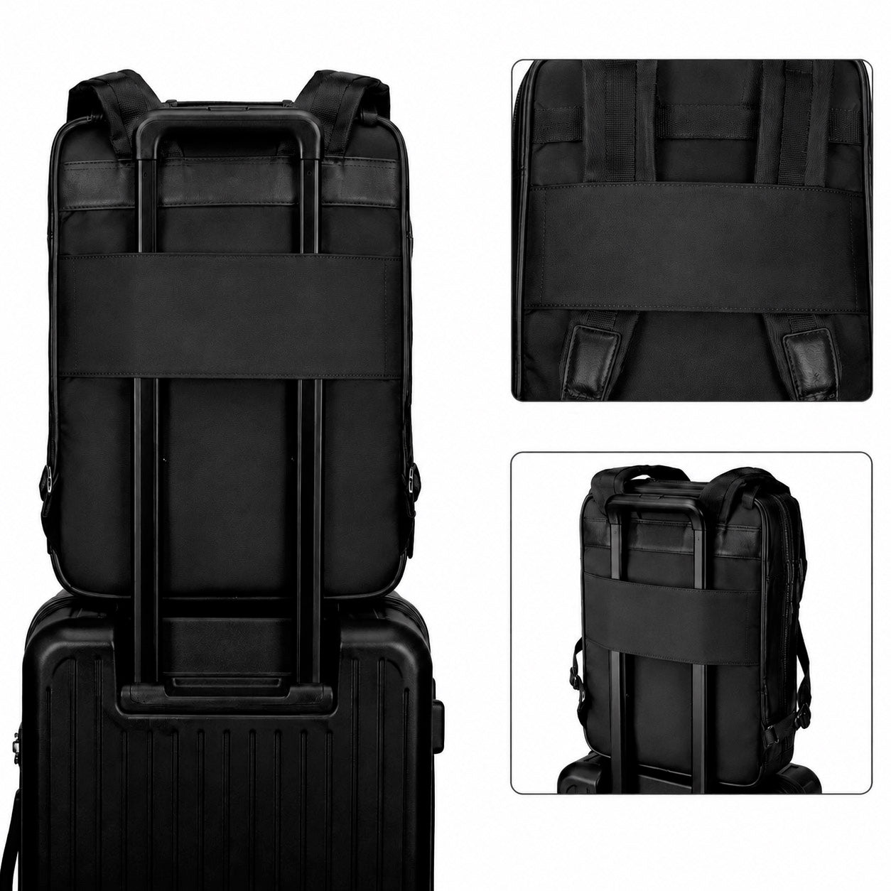 Valmio Kordon luxuriöser Leder-Rucksack - schwarz