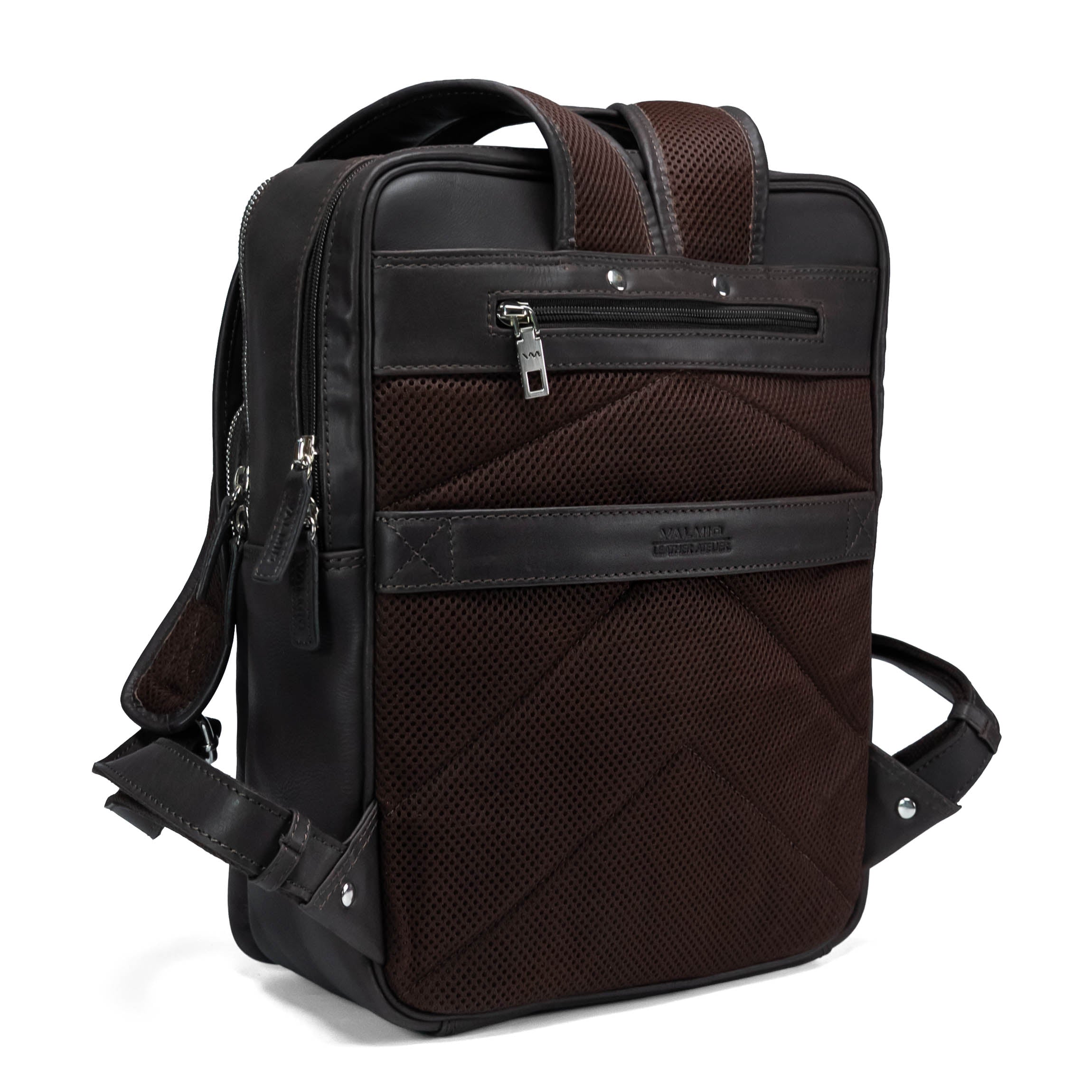 Valmio Byron Leather Backpack Dark Brown