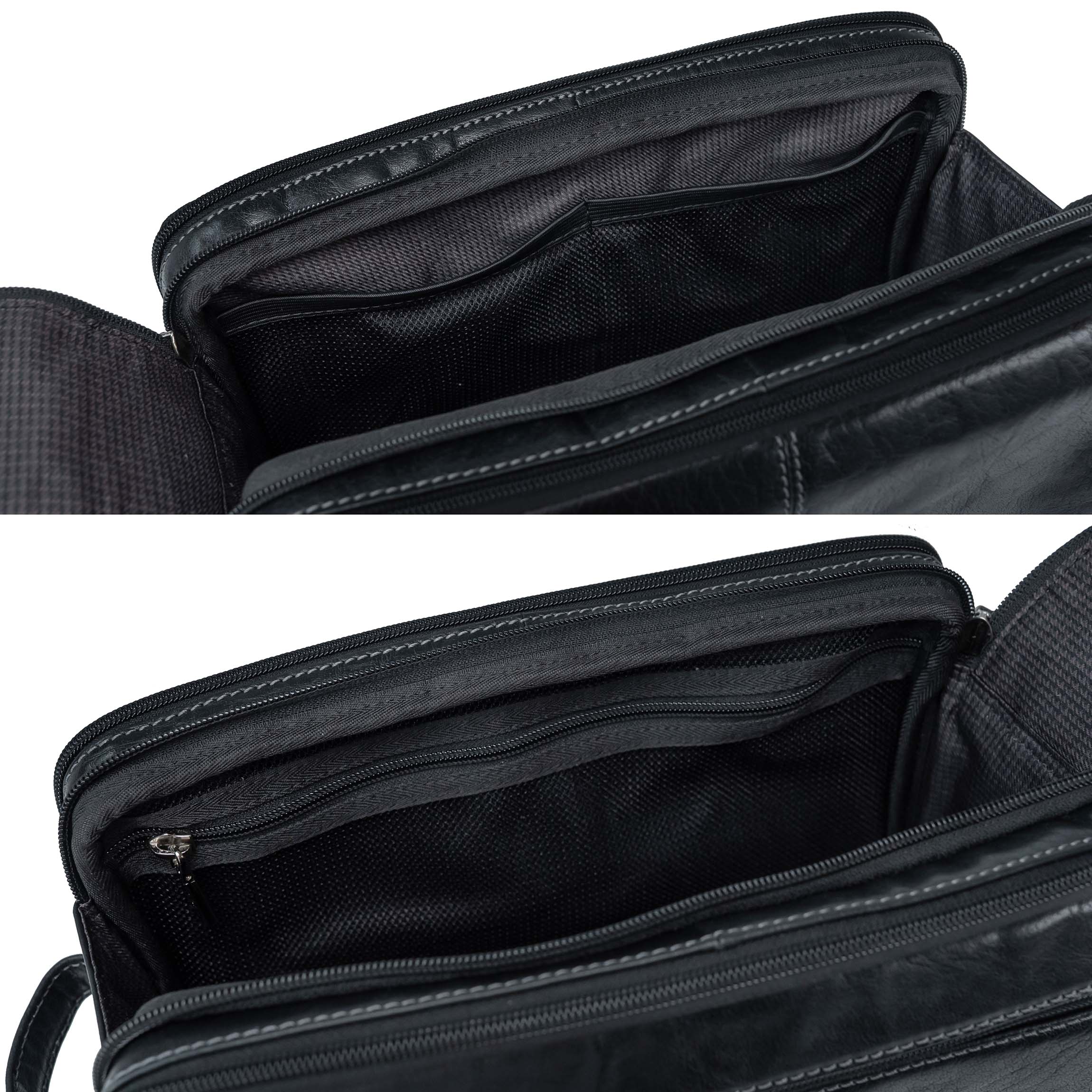 Ledertasche für Toilettenartikel Valmio Focus Schwarz