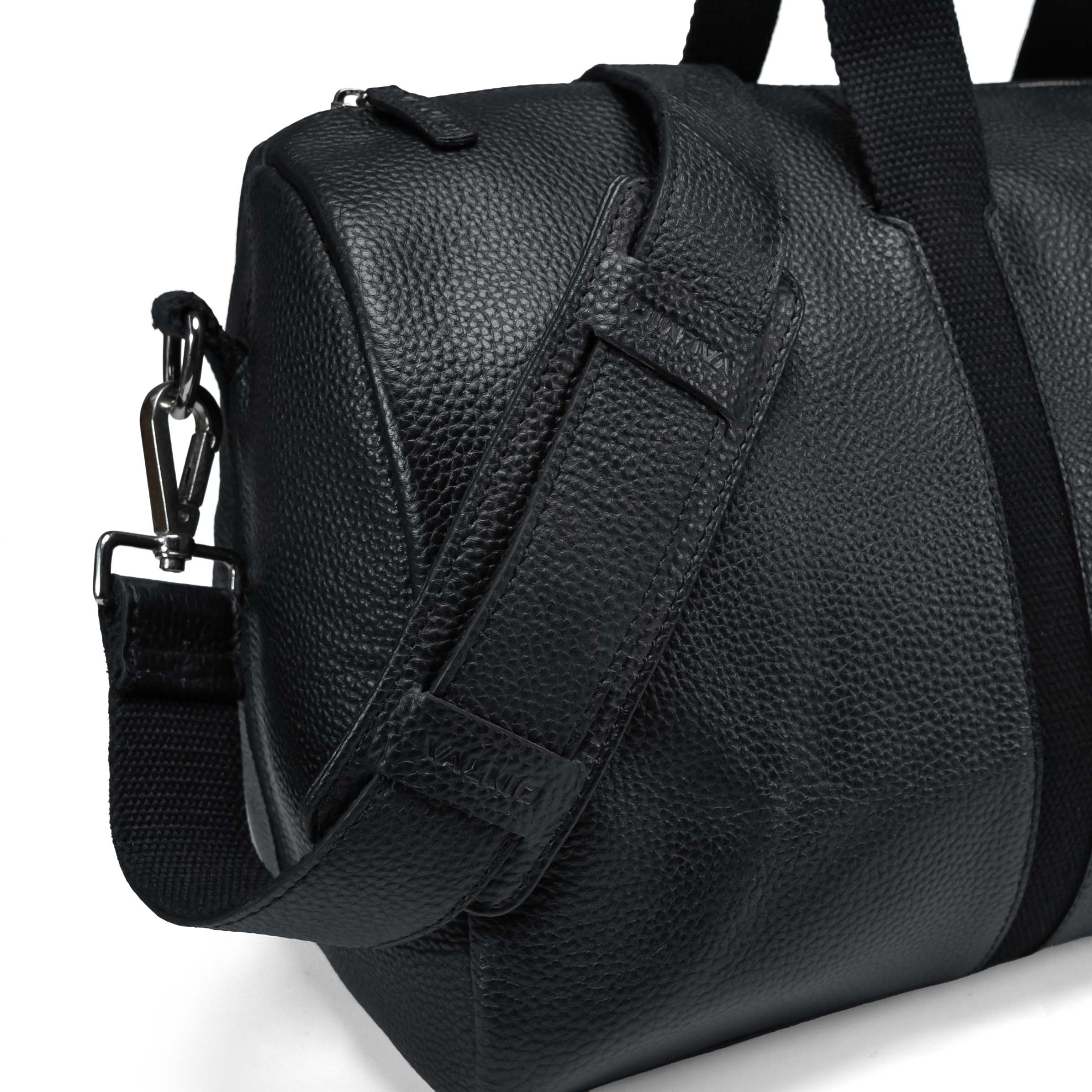 Valmio Comes Leather Travel Bag Black