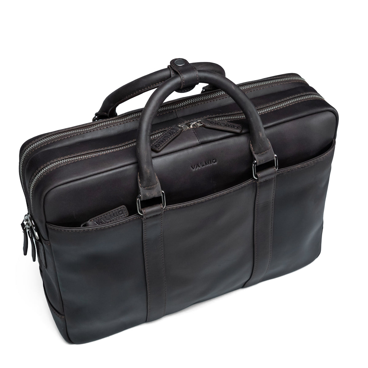 Herren-Laptoptasche aus Leder Valmio Cargo - Braun