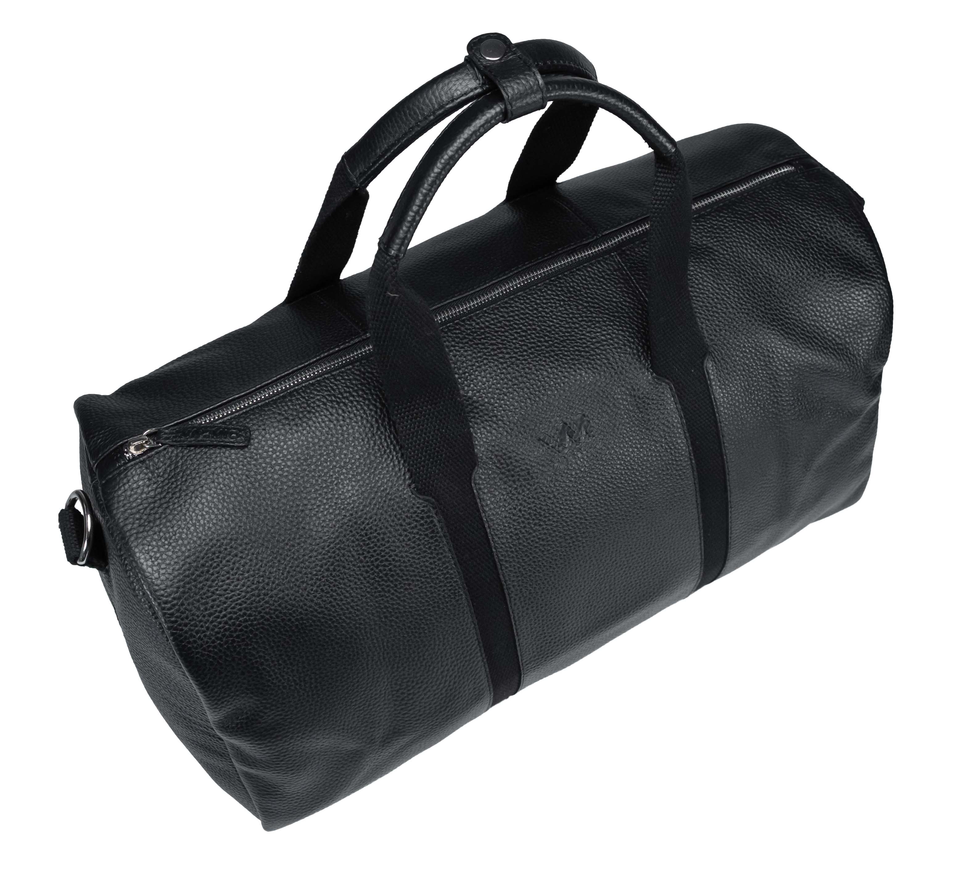 Valmio Comes Leather Travel Bag Black