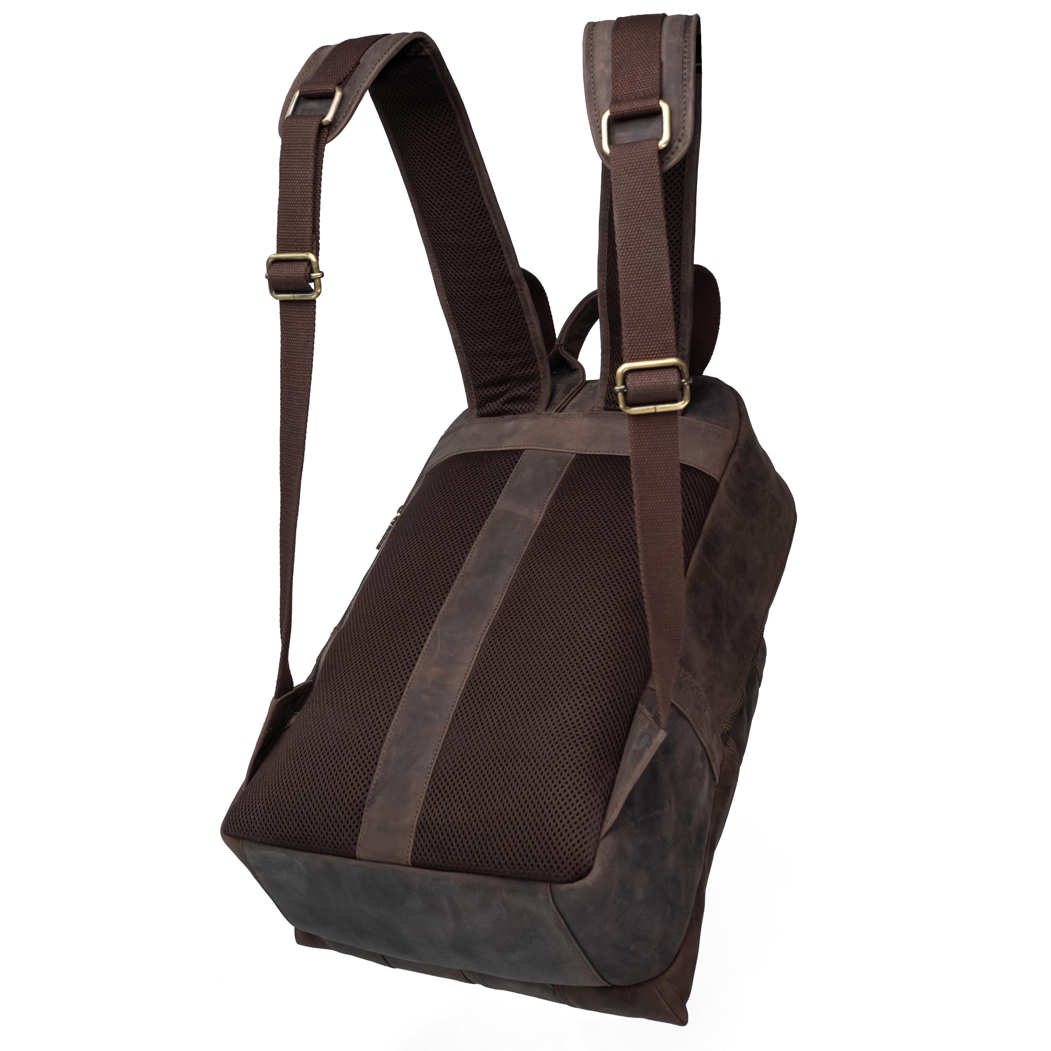 Valmio Gale Leather Backpack Brown