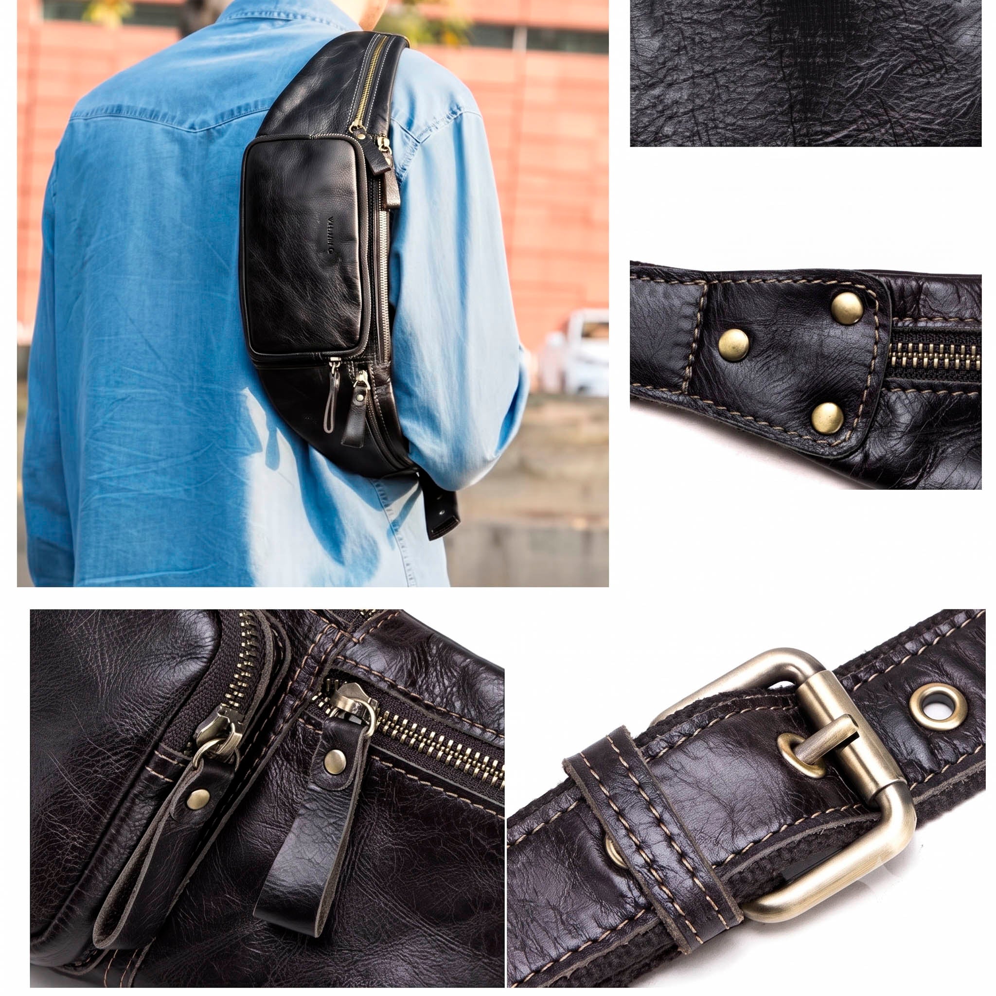 Valmio Marlow Men's Leather Belt Bag