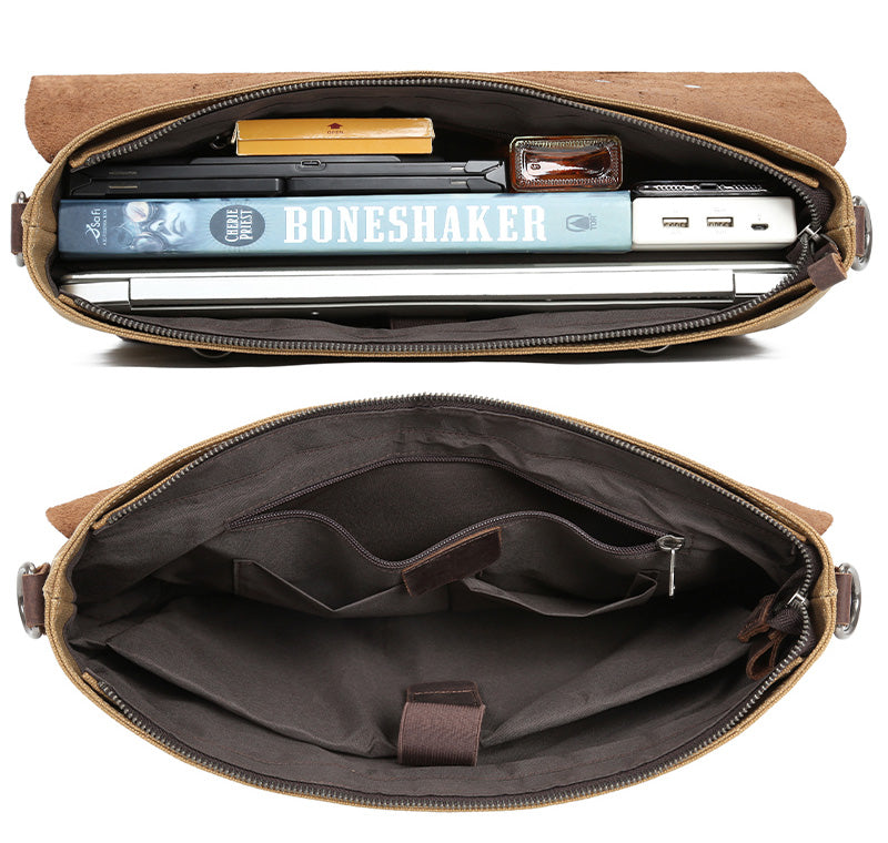 Herren Leder-Aktentasche Valmio Weston – sandkhaki