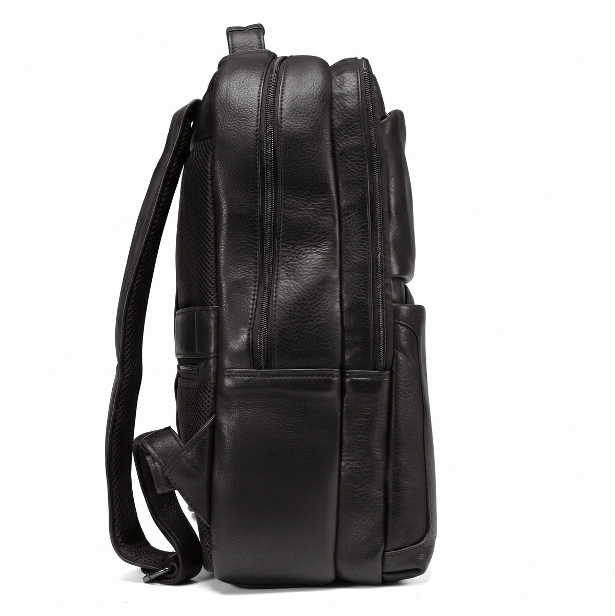 Brown full-grain leather backpack, Valmio Lands model