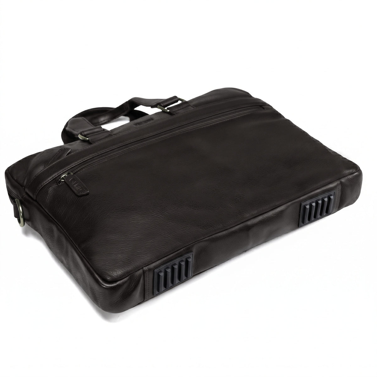 Valmio Neris brown full-grain leather laptop bag for men
