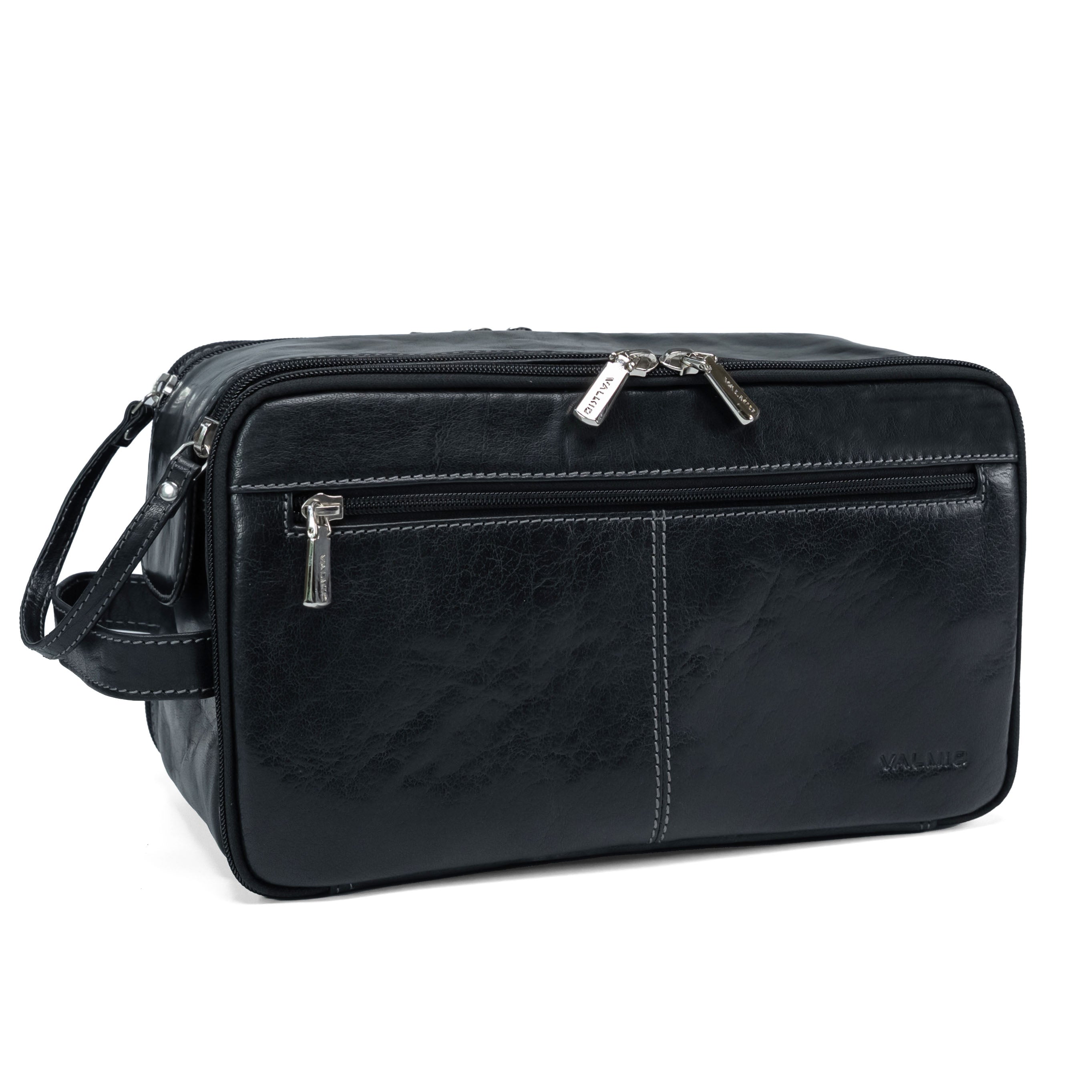 Ledertasche für Toilettenartikel Valmio Focus Schwarz