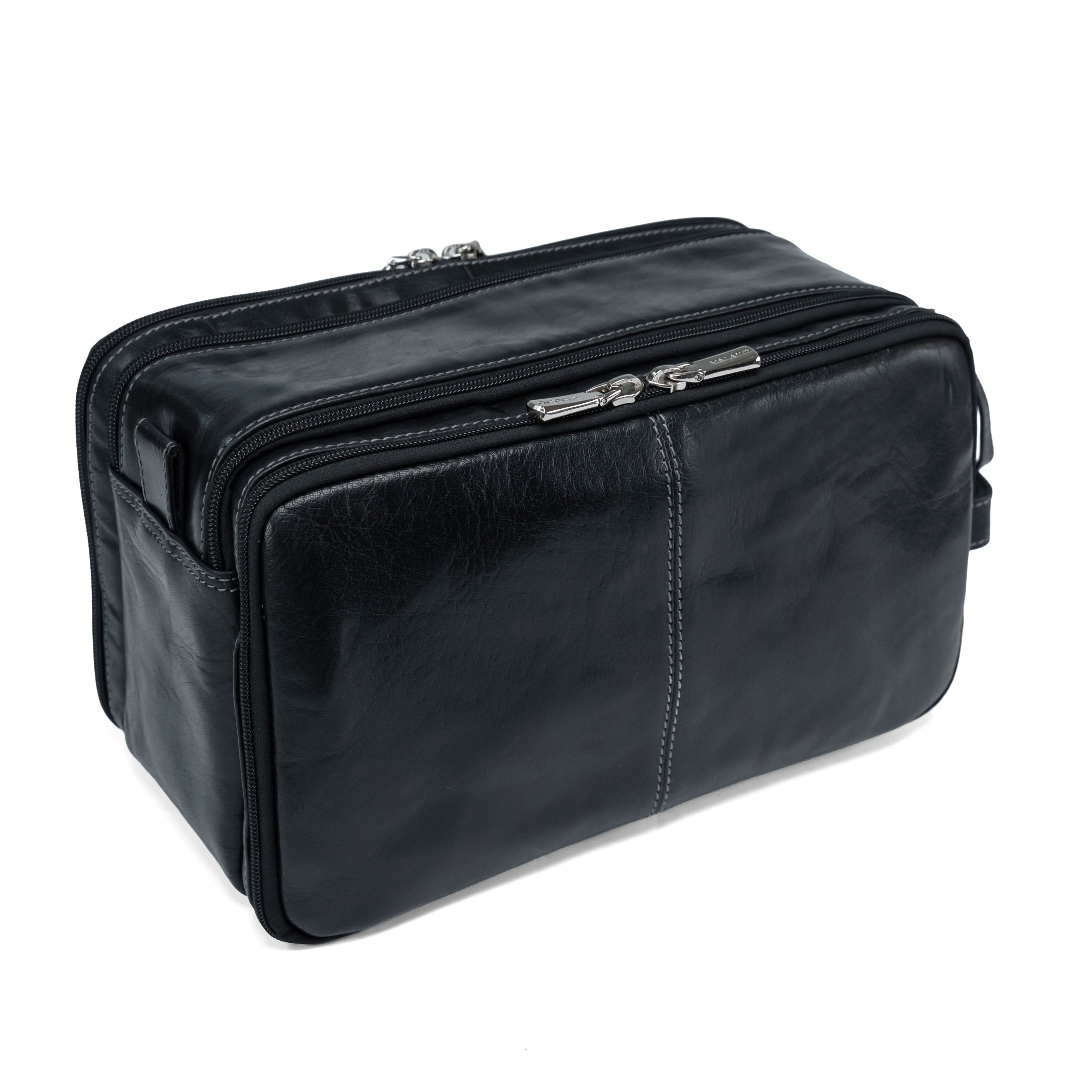 Ledertasche für Toilettenartikel Valmio Focus Schwarz