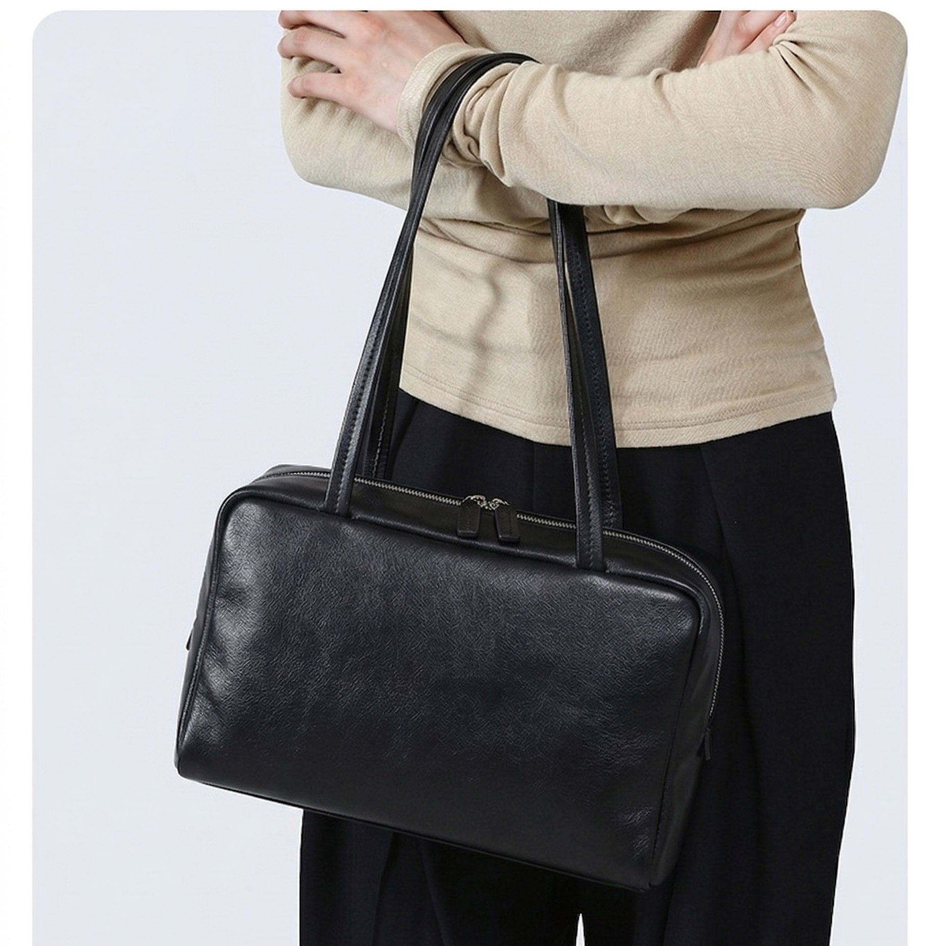 Valmio Kirana Leder Damenhandtasche - Schwarz
