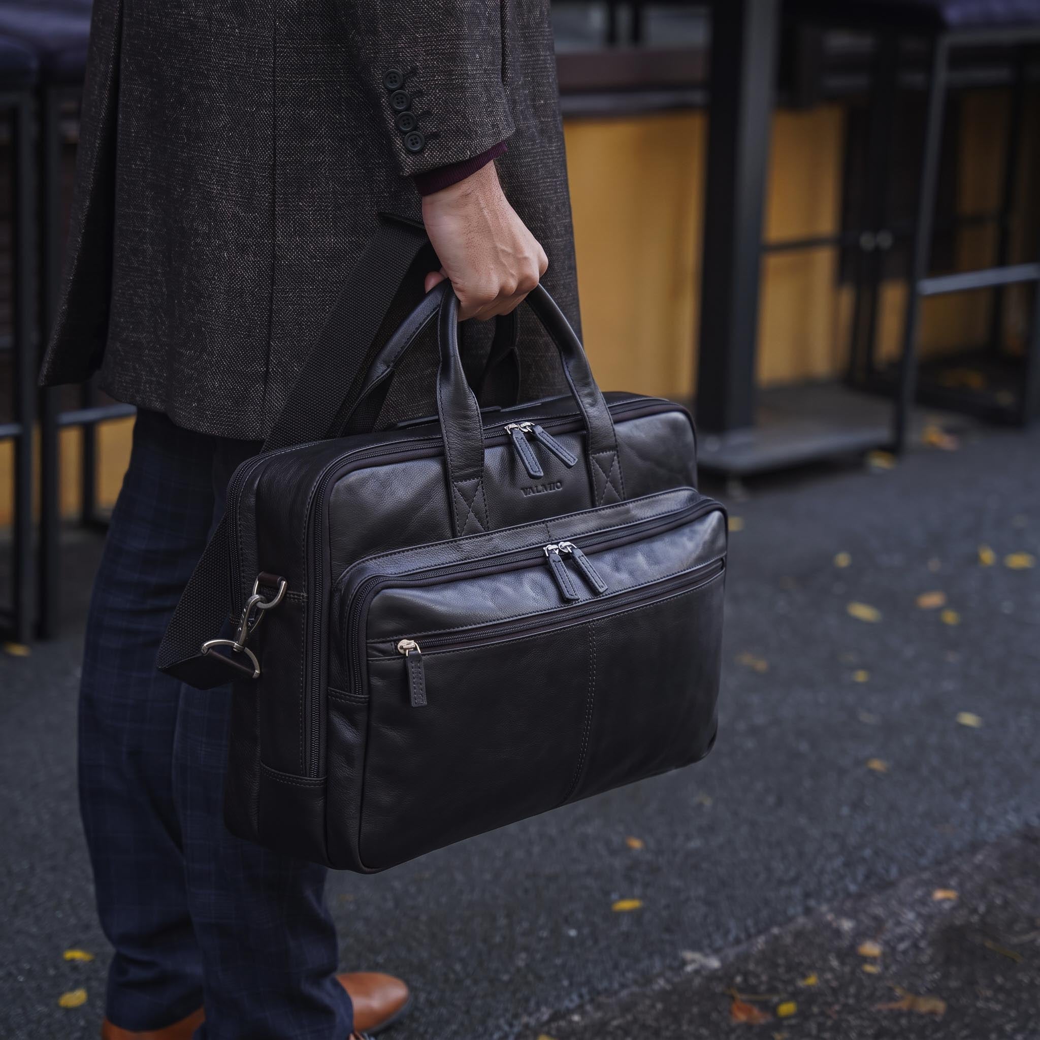 Valmio Vigo Tasche aus echtem Leder Schwarz