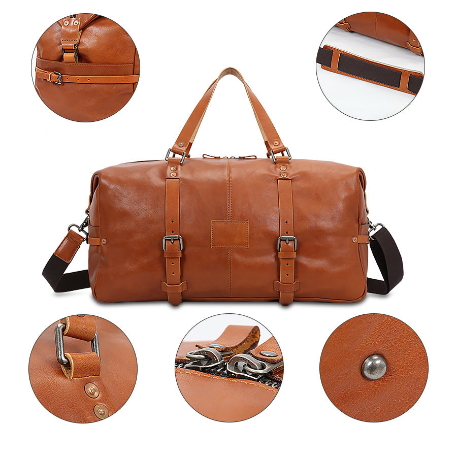 Brown Leather Travel Bag Valmio Raven