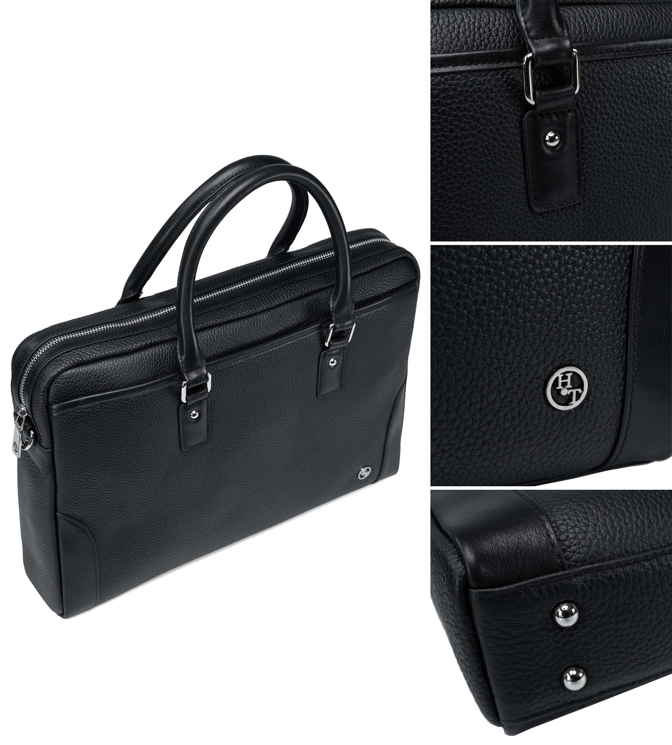 Forton black leather business bag