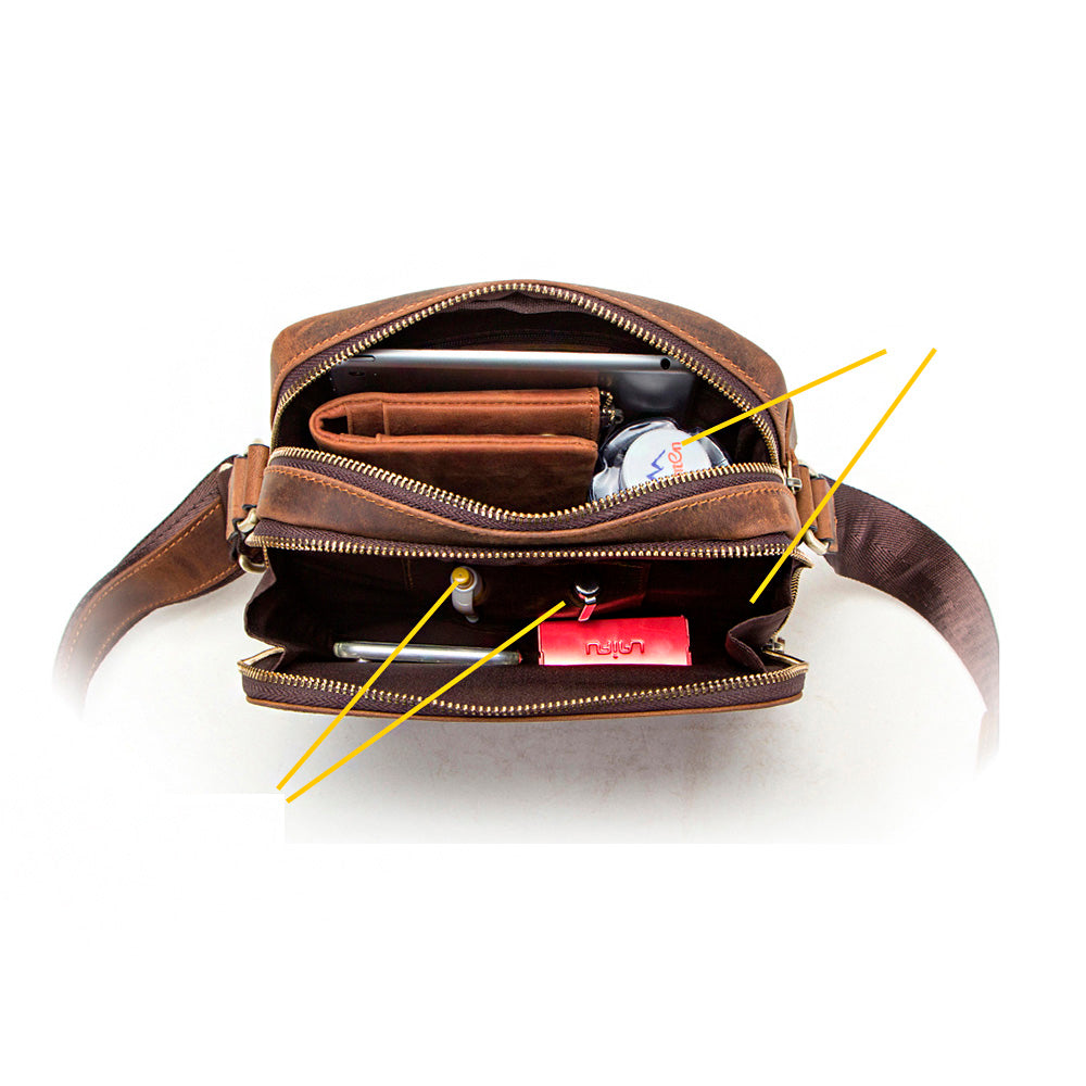Men's Brown Crossbody Bag Lerno