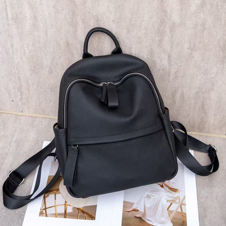Valmio Nerona Leder Damen Rucksack - Schwarz