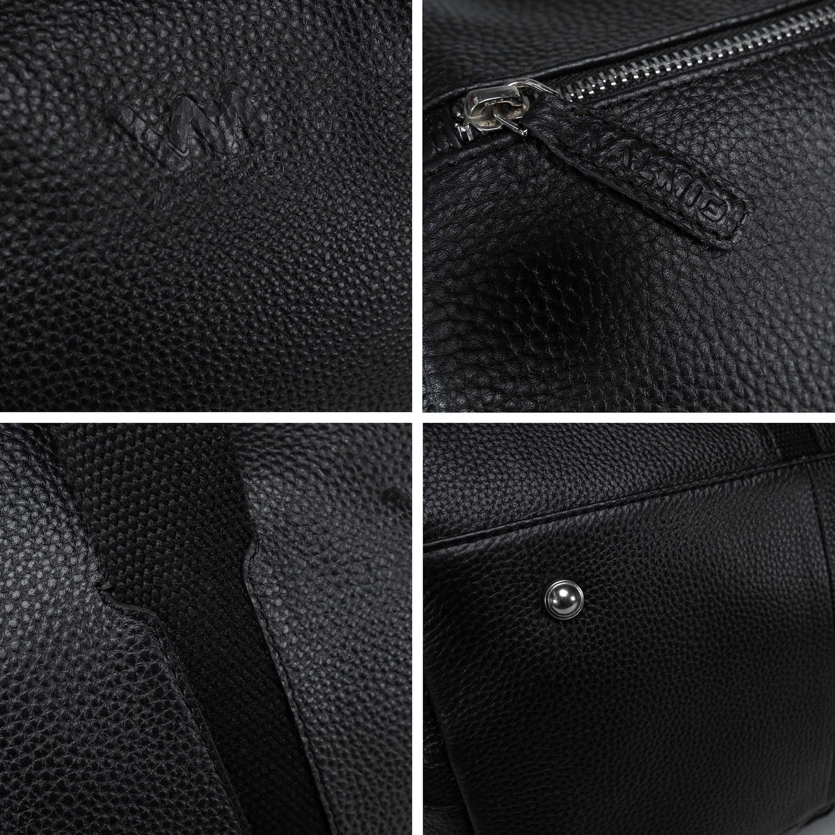 Valmio Comes Leather Travel Bag Black