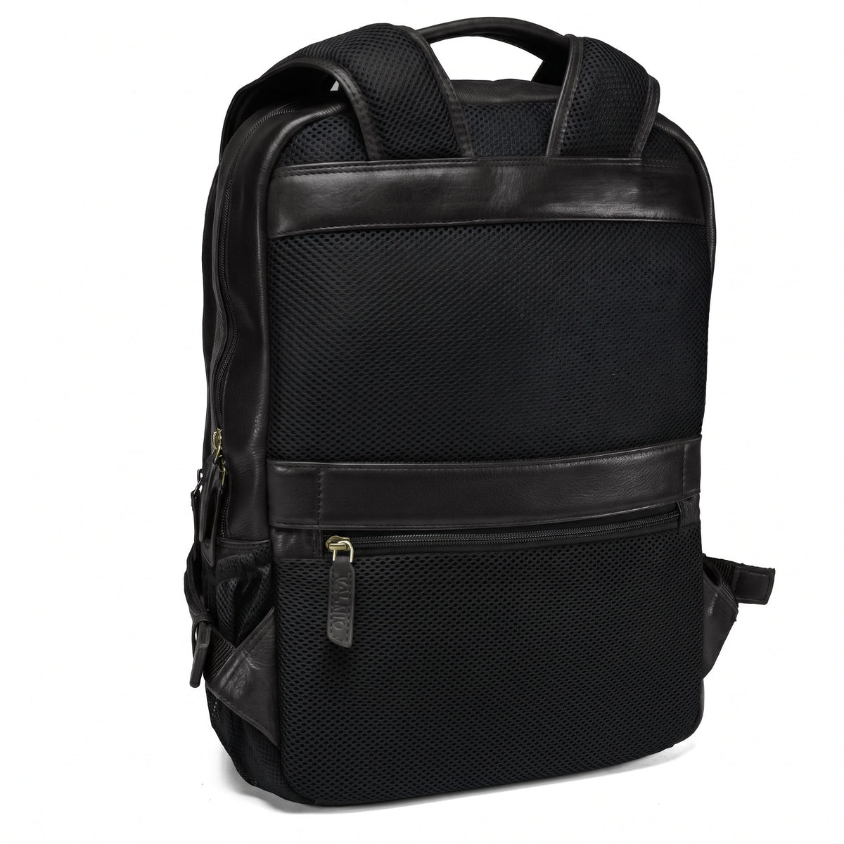 Brown full-grain leather backpack, Valmio Lands model