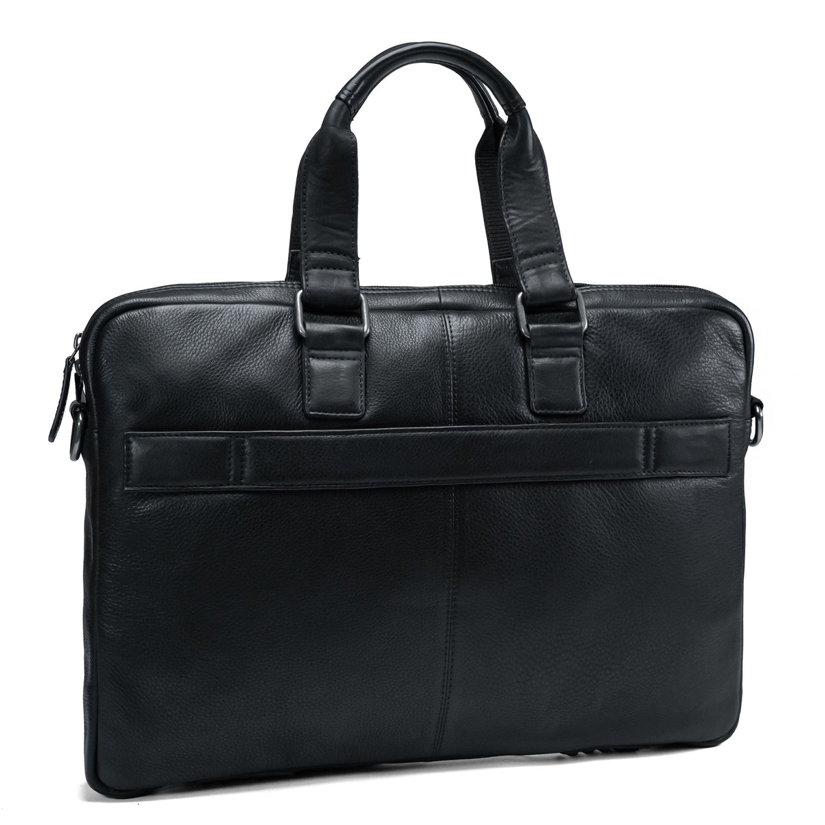 Valmio Neris Leather Laptop Bag - Black