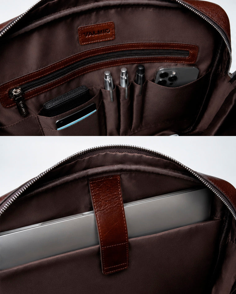 Valmio Classic men's leather bag - brown