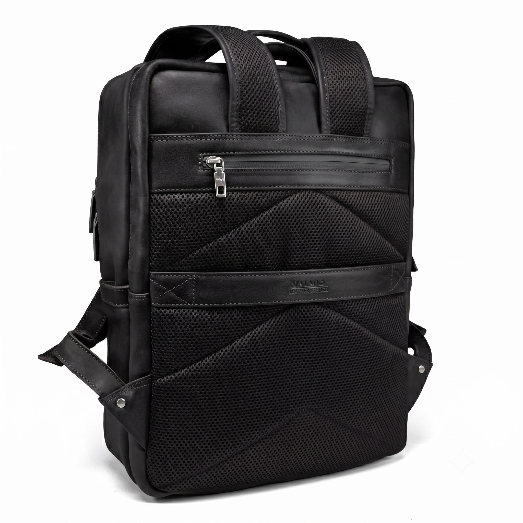 Black Leather Backpack Valmio Hunter