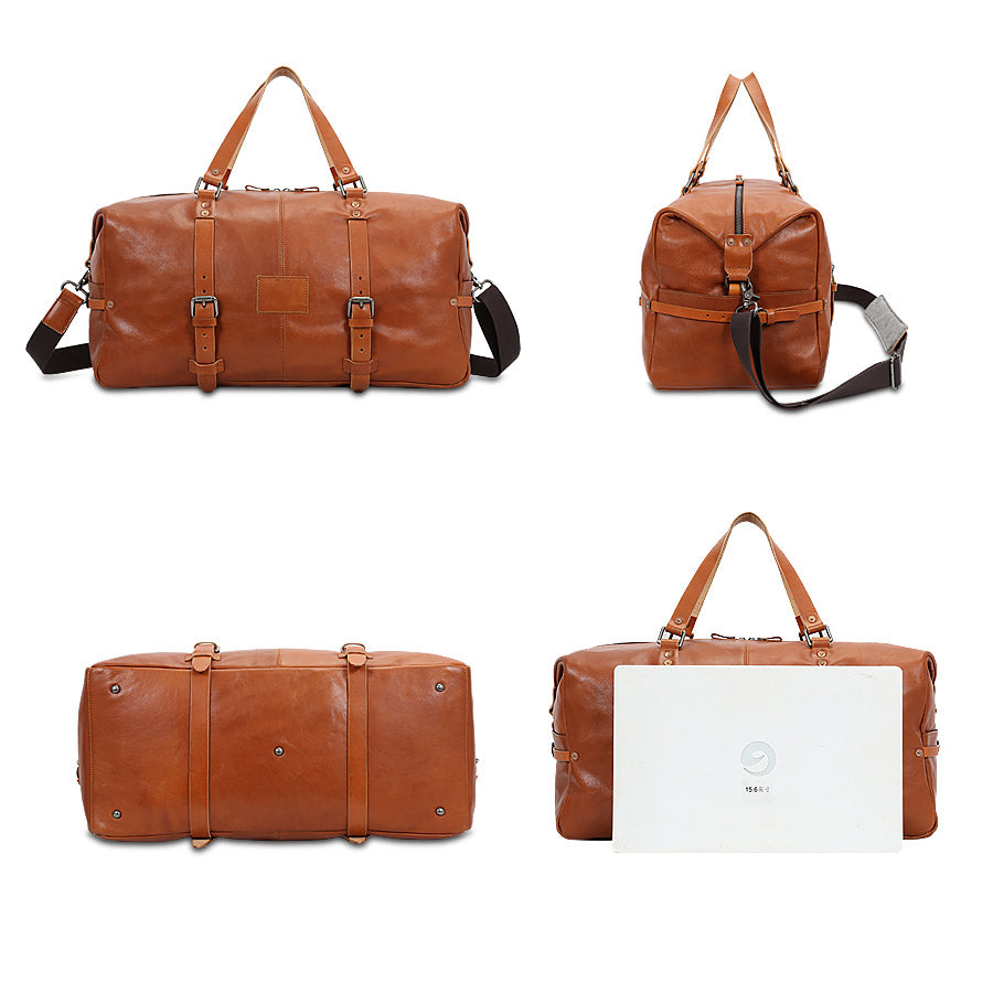 Brown Leather Travel Bag Valmio Raven