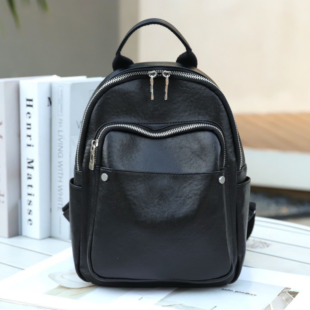 Valmio Velora Leder Damen Rucksack - Schwarz