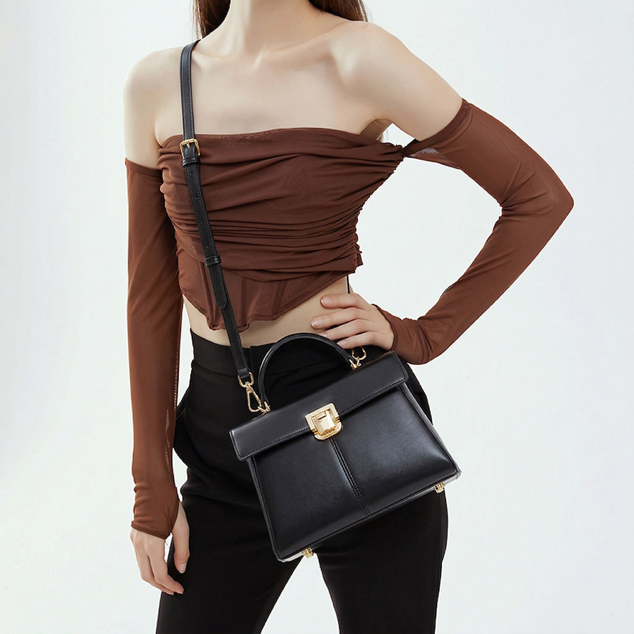 Valmio Nerona Leder Damen Tasche - Schwarz