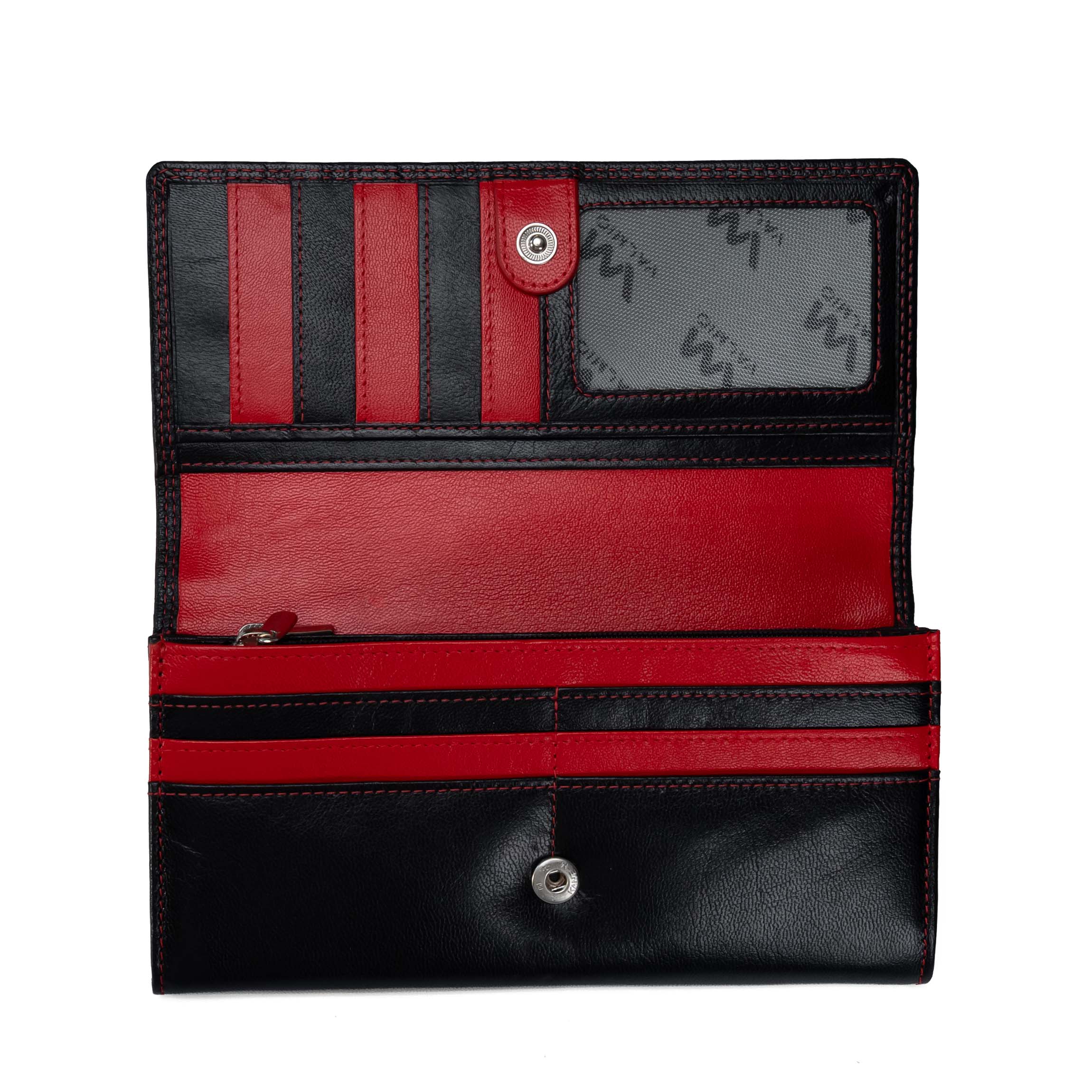 Women's Leather Wallet Valmio Benxi 2433 Black/Red