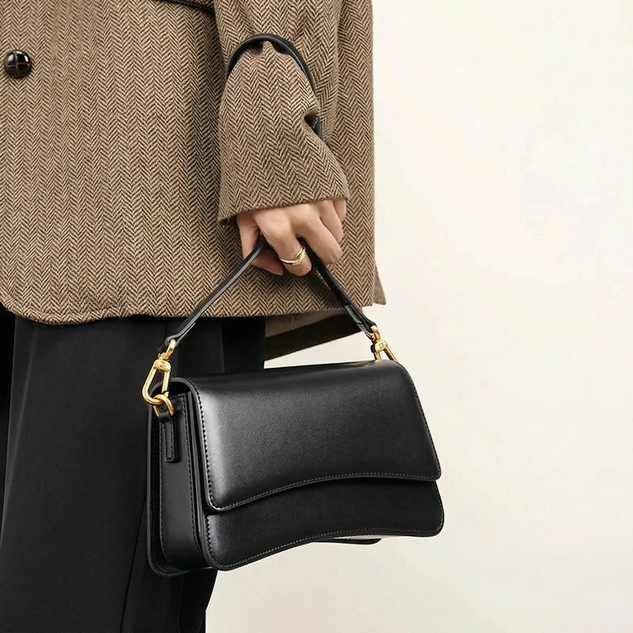Valmio Venora Leder Damenhandtasche - Schwarz