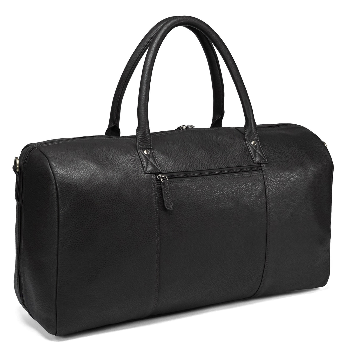 Black full-grain leather travel bag, model Valmio Asfo, for men