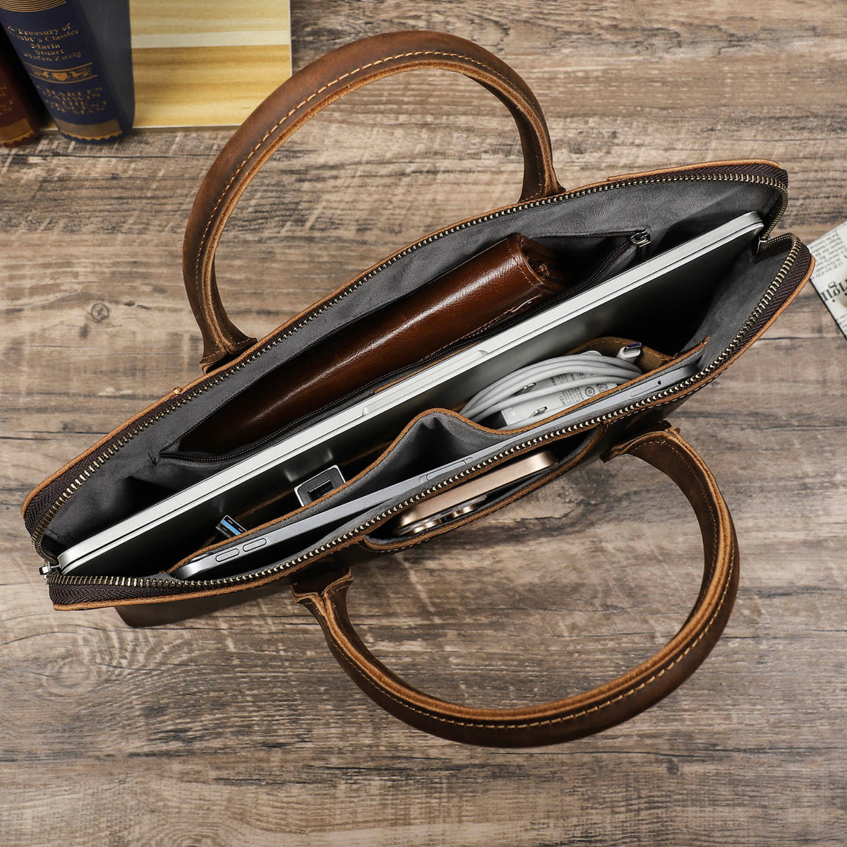 Elegant Leather Briefcase Ventura Slim – photo 5