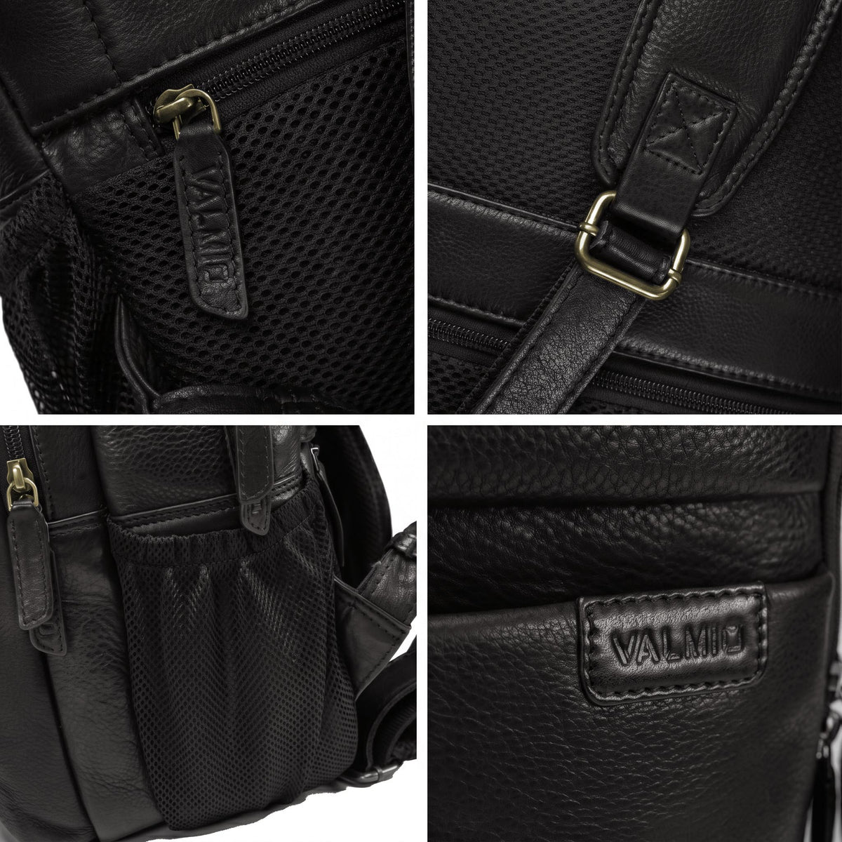 Brown full-grain leather backpack, Valmio Lands model