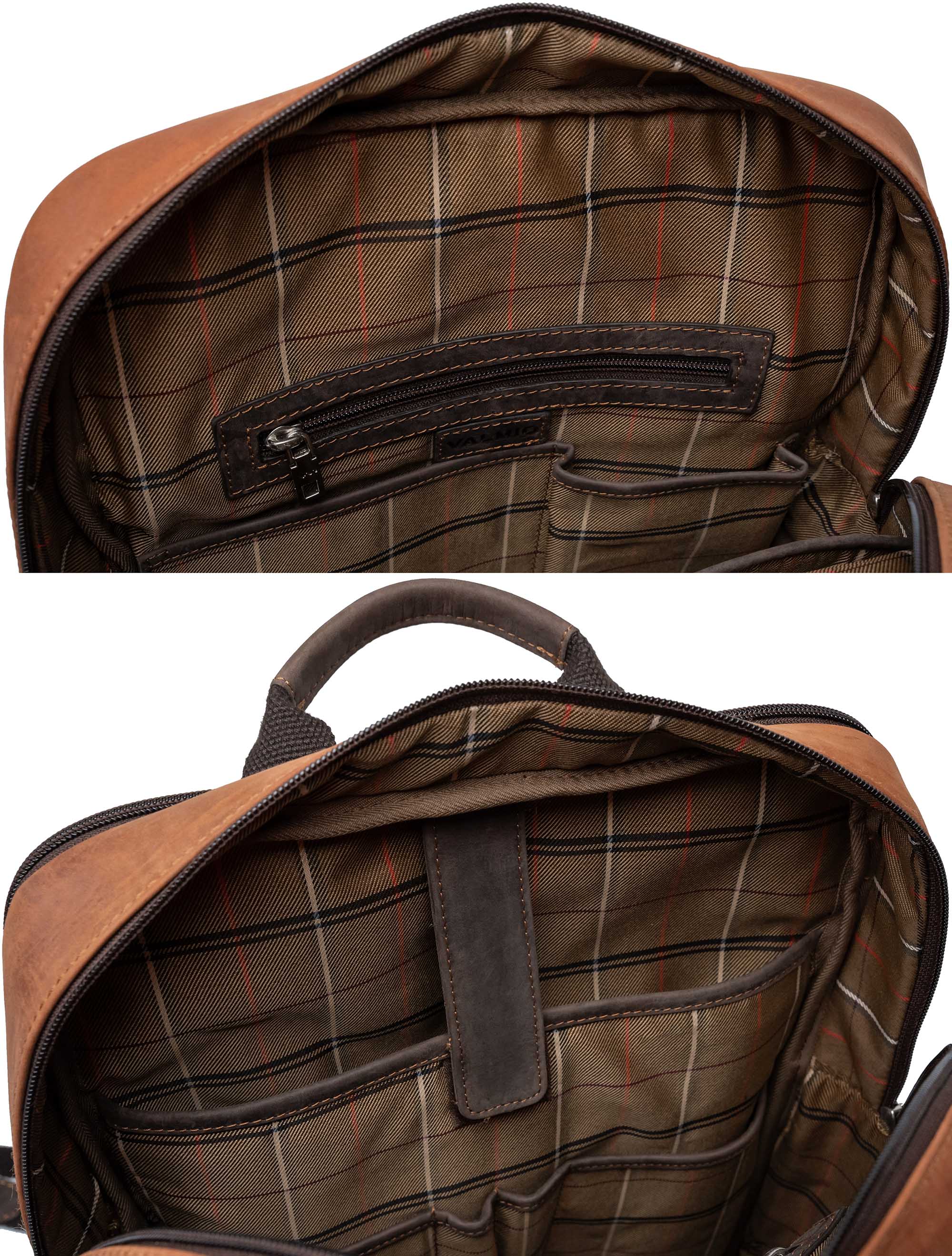 Light brown leather backpack Valmio York