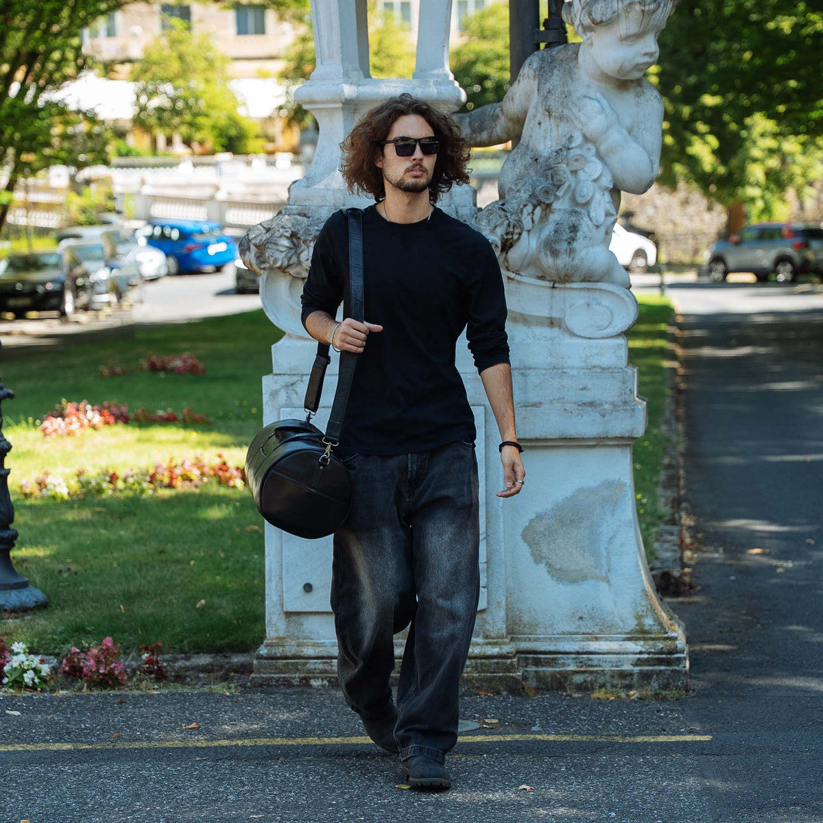 Black Leather Travel Bag Valmio Homs