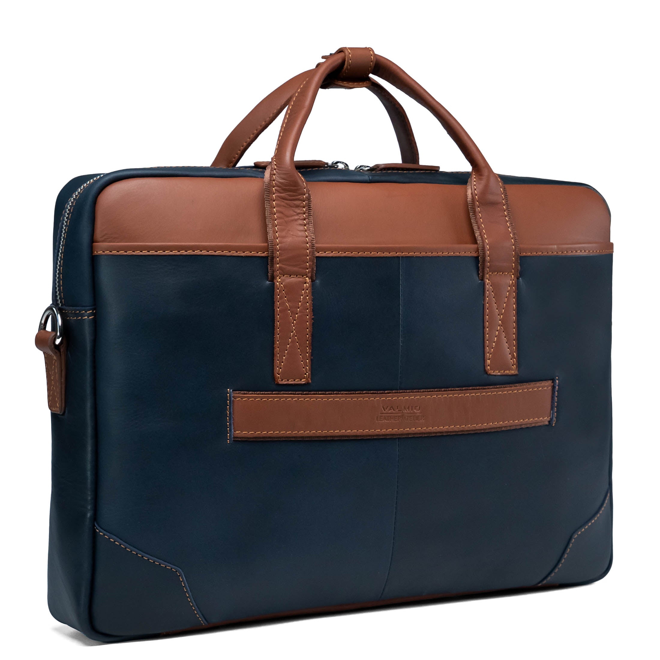 Blue Leather Laptop Bag Valmio Denton 2.0