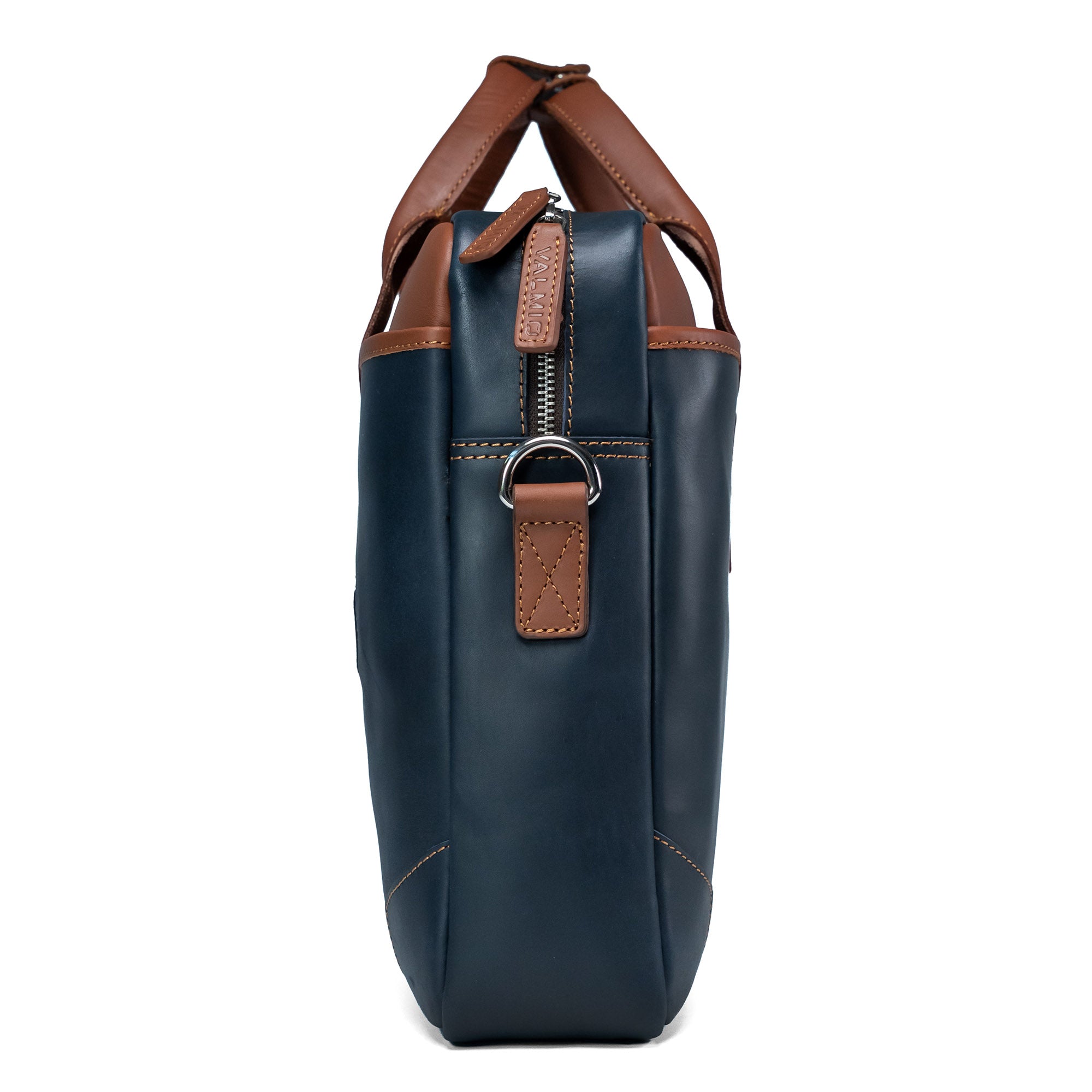 Blue Leather Laptop Bag Valmio Denton 2.0