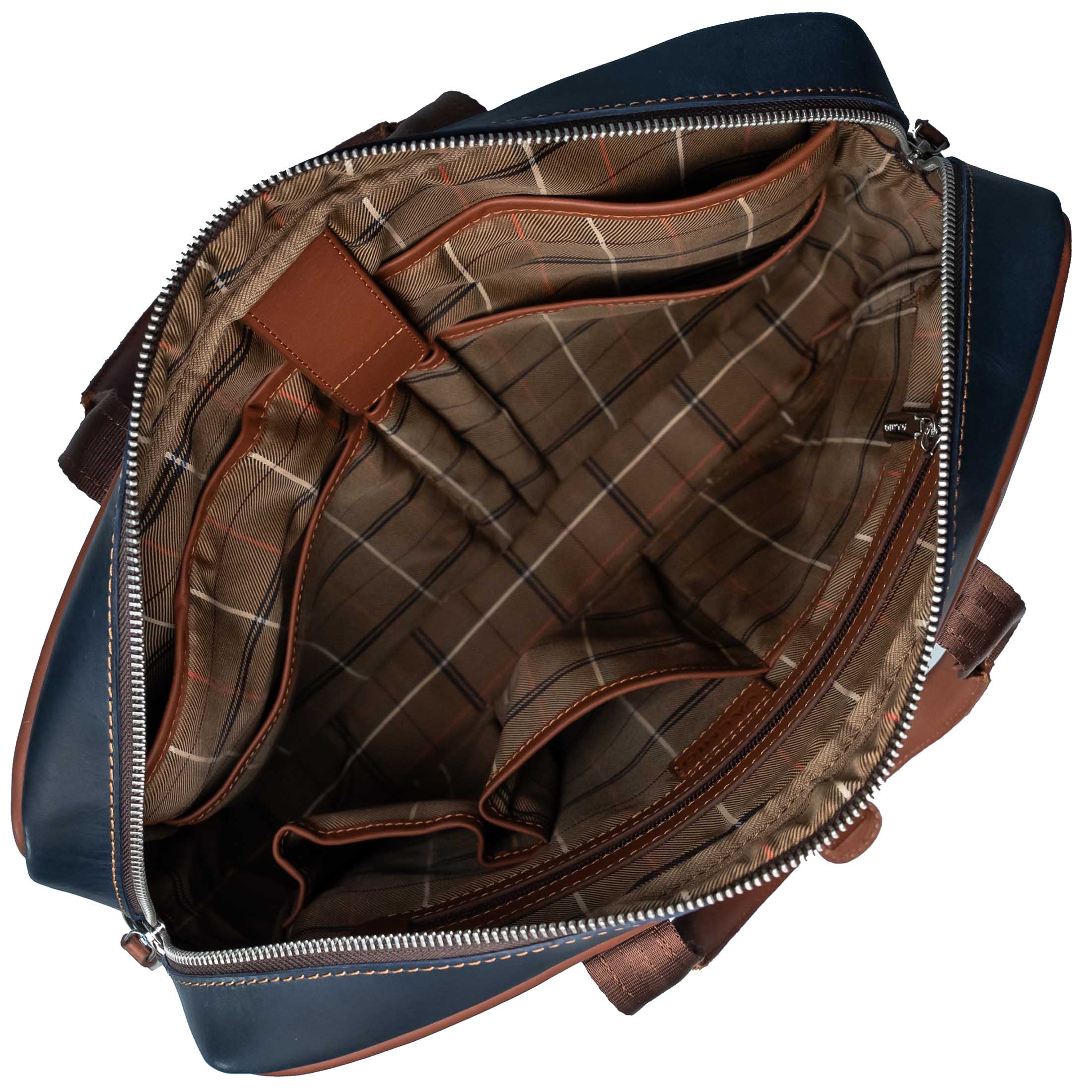 Blue Leather Laptop Bag Valmio Denton 2.0